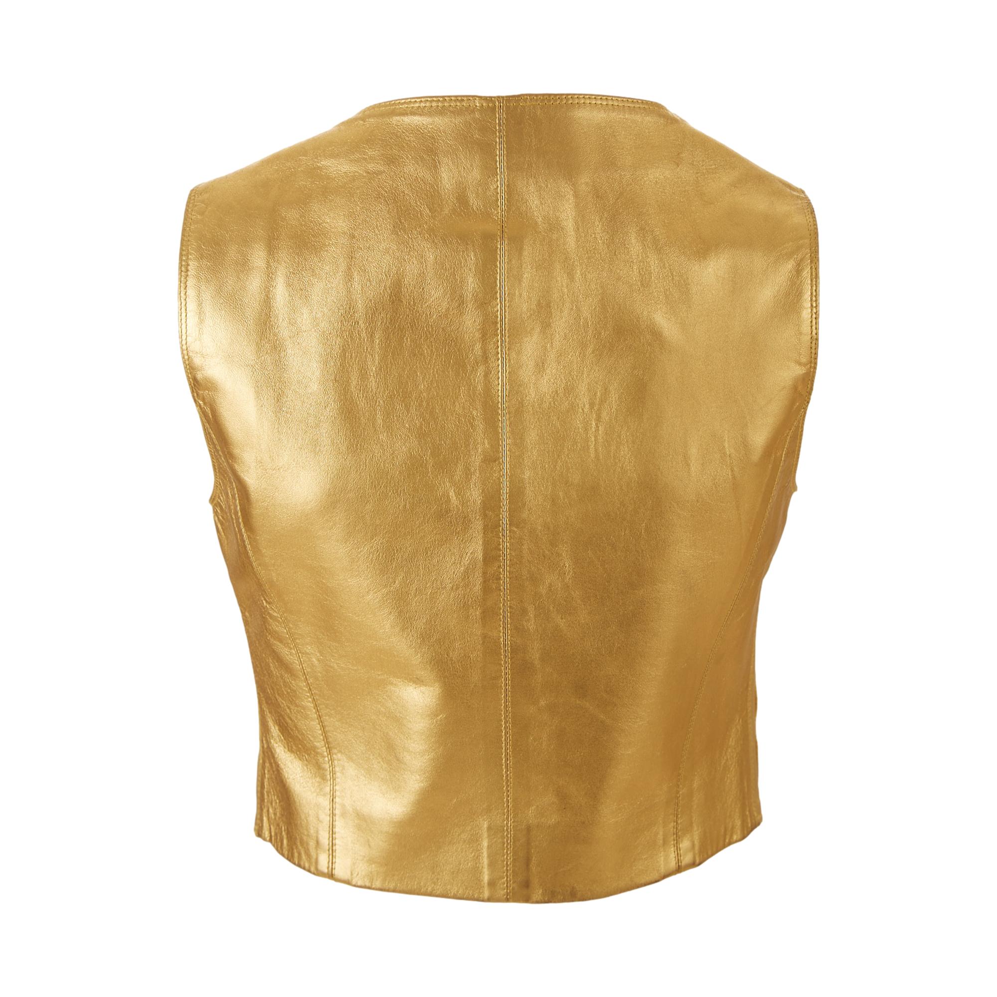 Chanel Gold Leather Cropped Vest