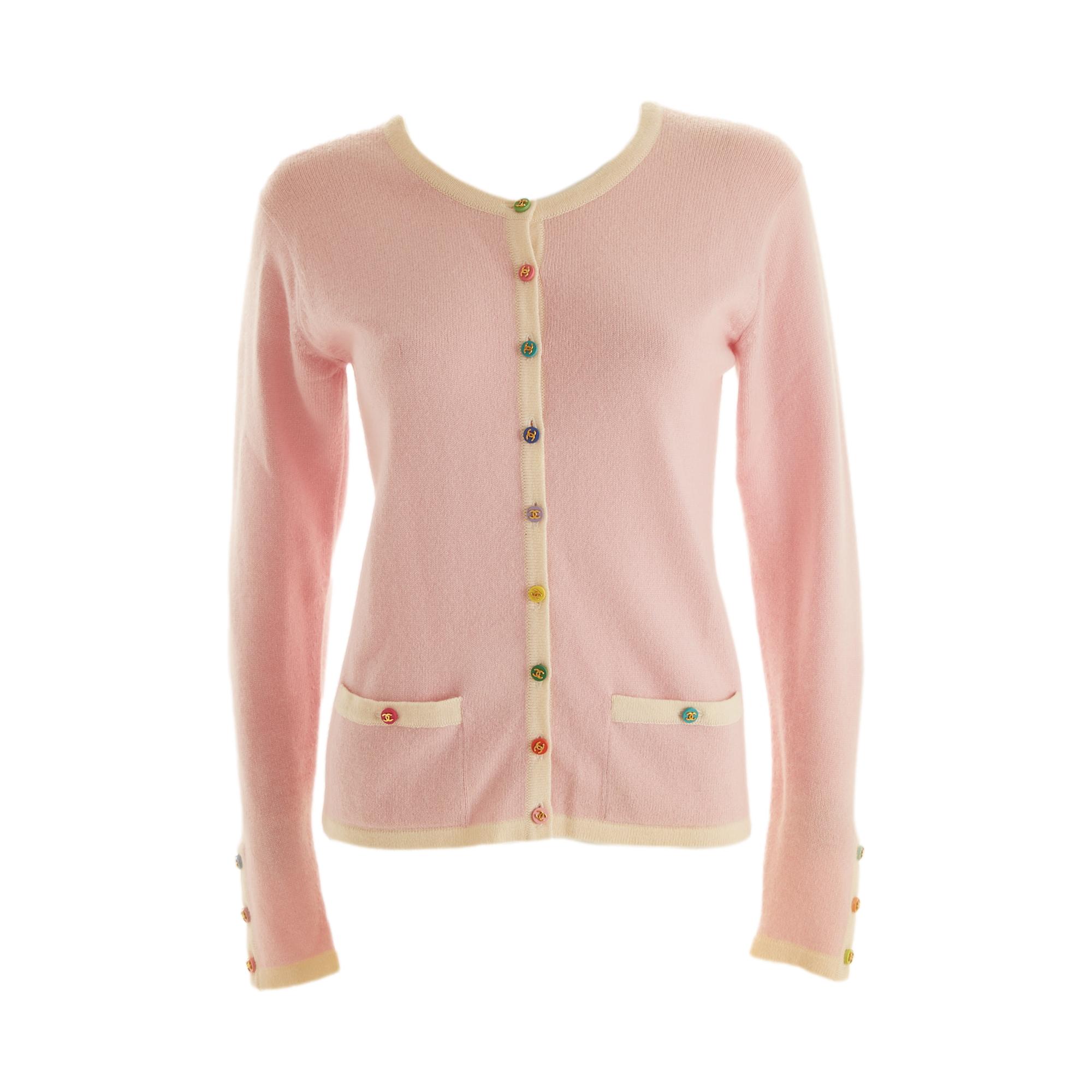 Chanel pink cardigan hotsell