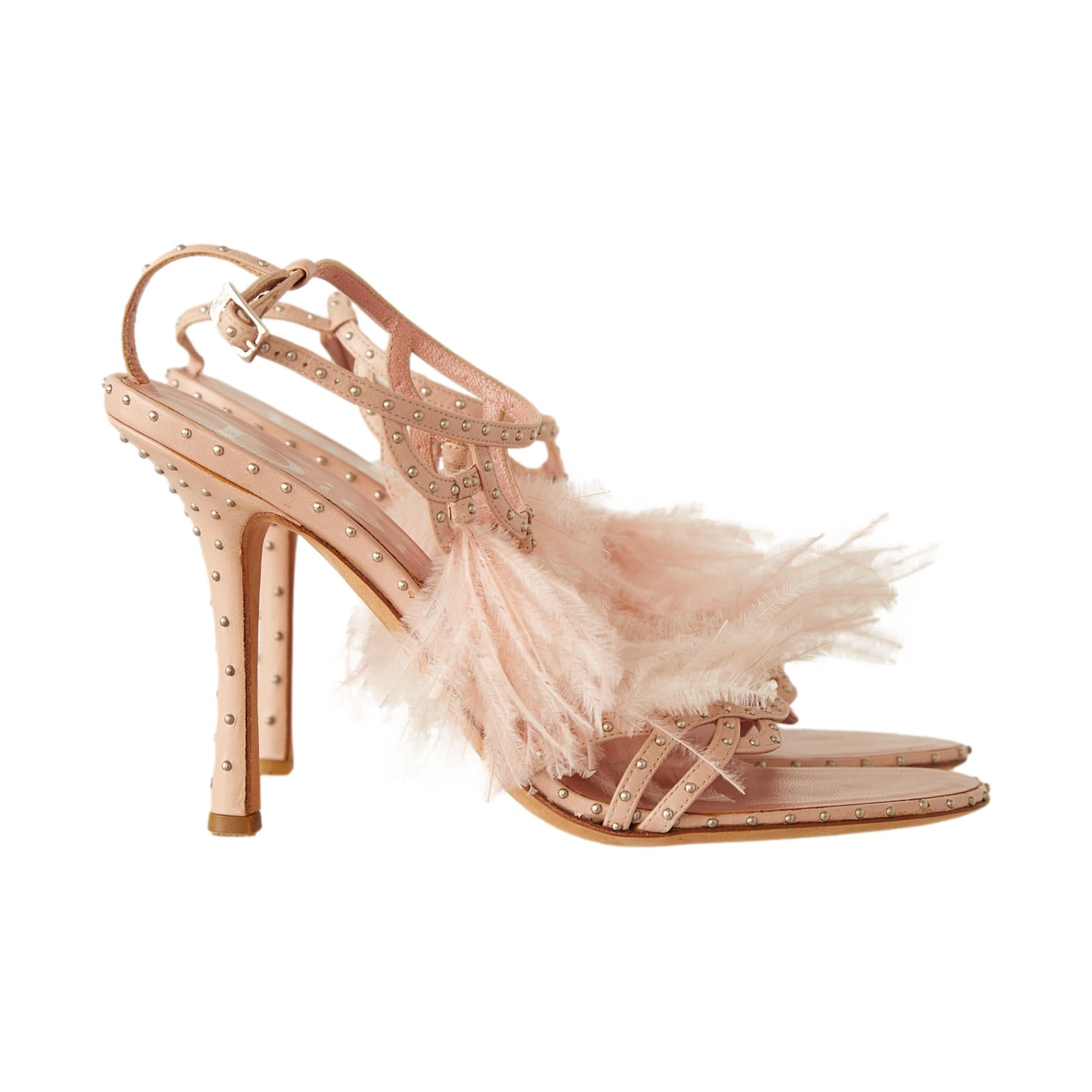 Dior Pink Studded Feather Heels