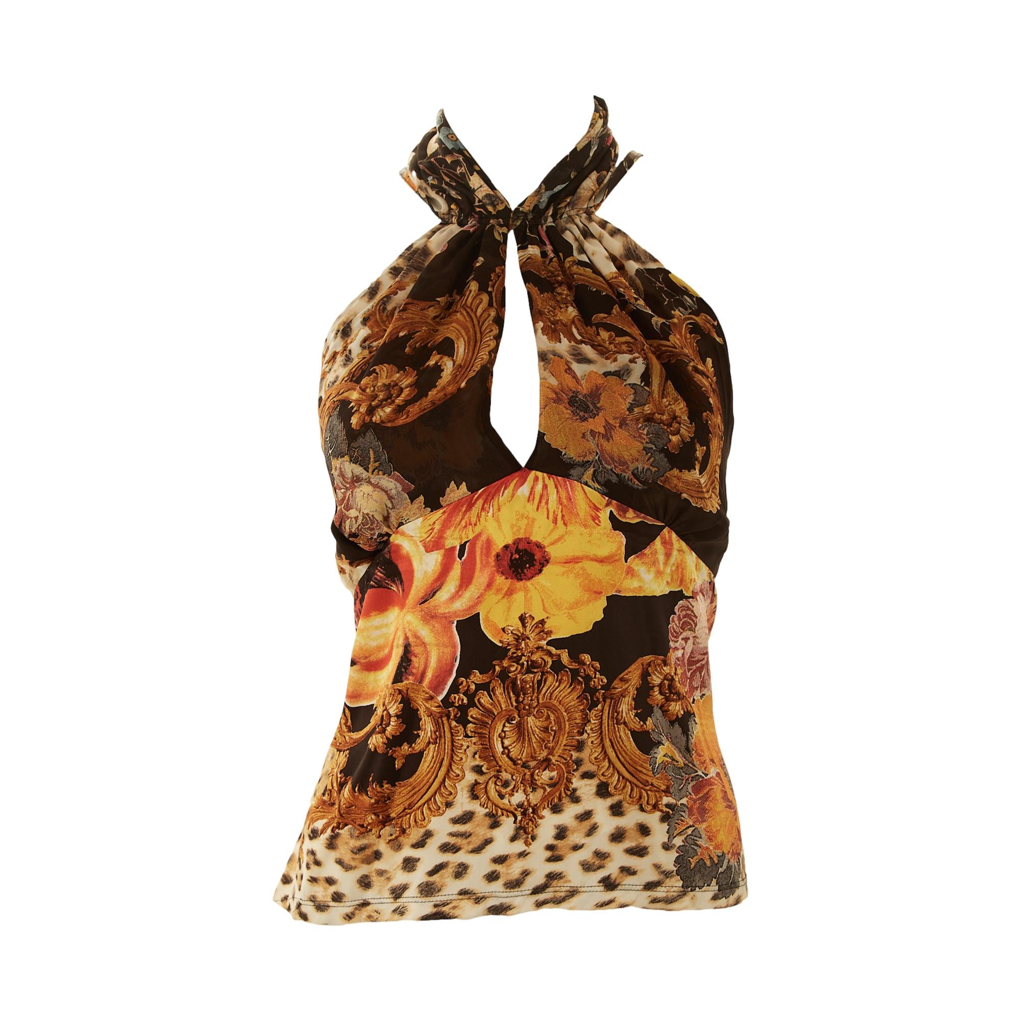 Roberto Cavalli Black Cheetah Print Halter Top – Treasures of NYC