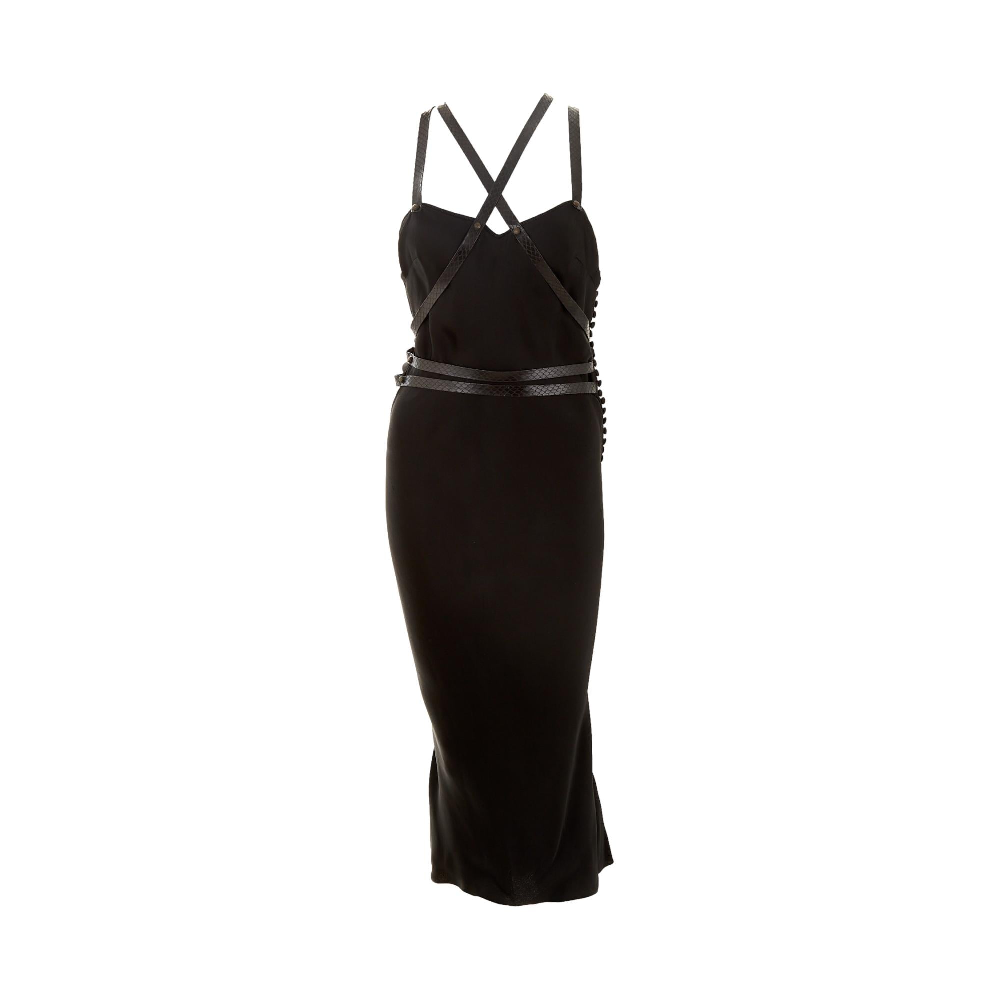 Dior Black Silk + Snakeskin Strap Gown Dior Black Silk + Snakeskin Strap Gown
