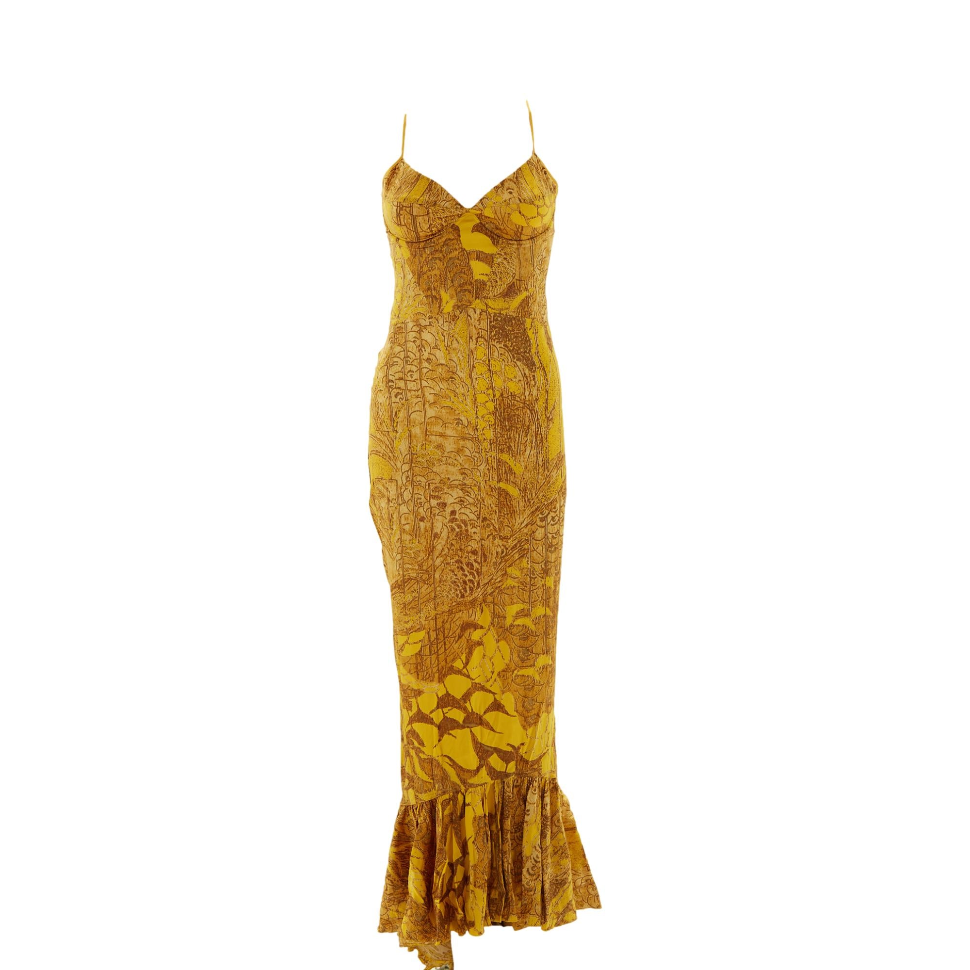 Roberto Cavalli Gold Silk Print Gown Roberto Cavalli Gold Silk Print Gown