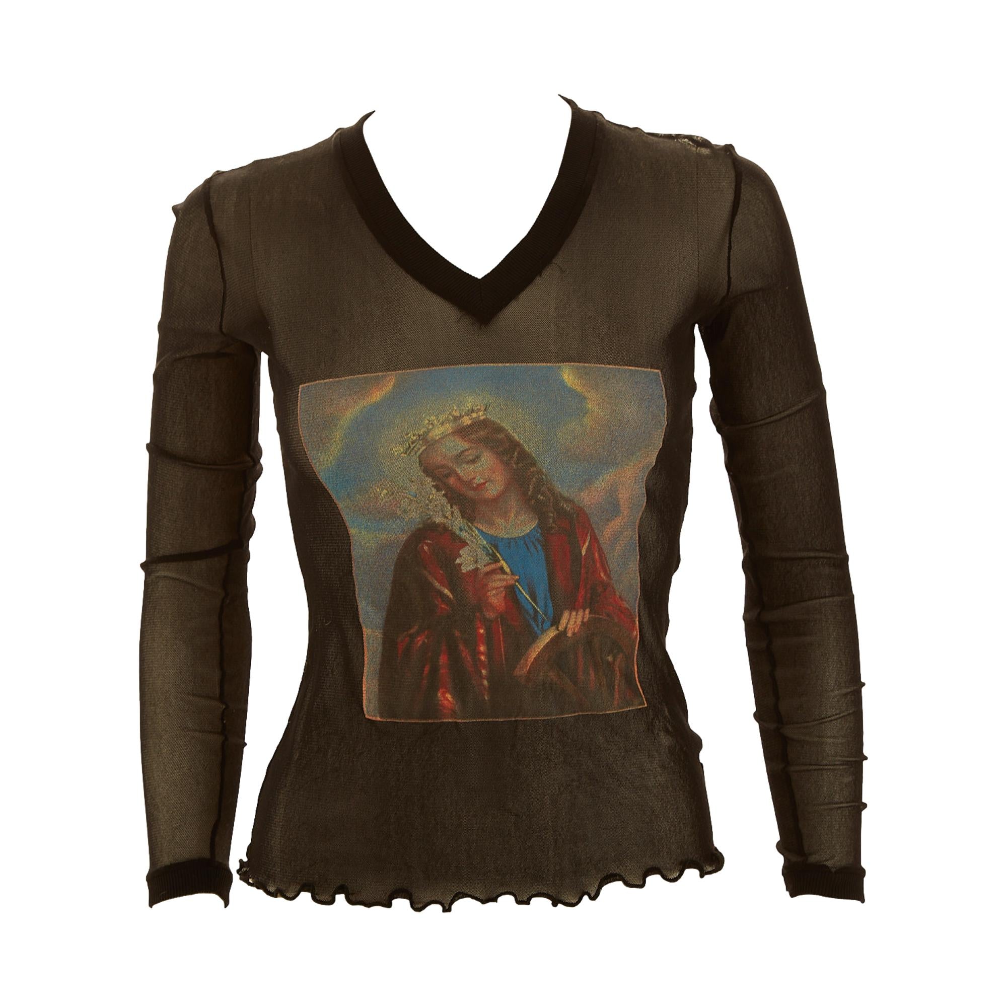 Dolce & Gabbana Mesh Longsleeve Virgin Mary Top – Treasures of NYC