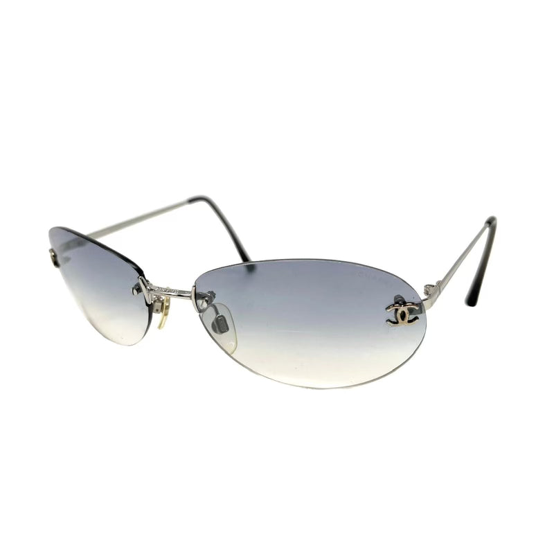 Chanel Mini Blue Oval Logo Sunglasses – Treasures of NYC