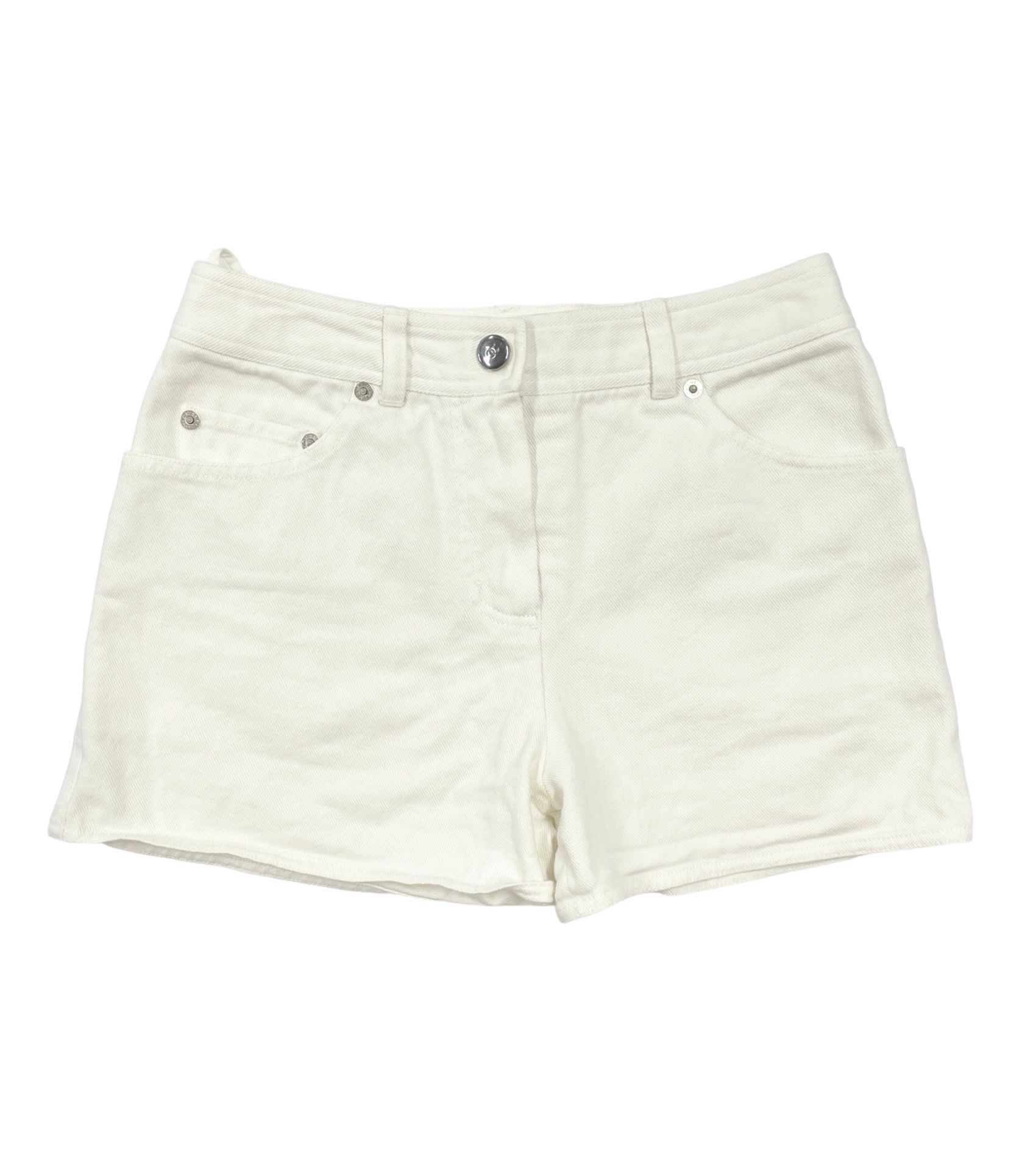 Chanel White Logo Jean Shorts – Treasures of NYC