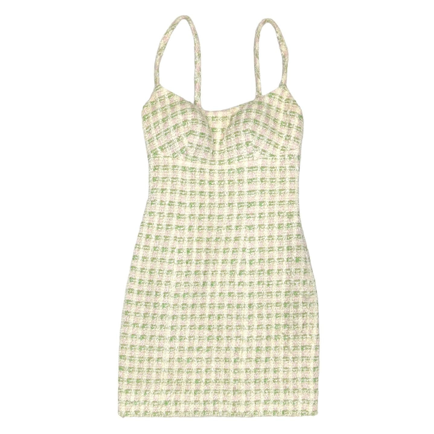 green floral mother of bride dress Chanel Green Tweed Dress – Treasures of NYC