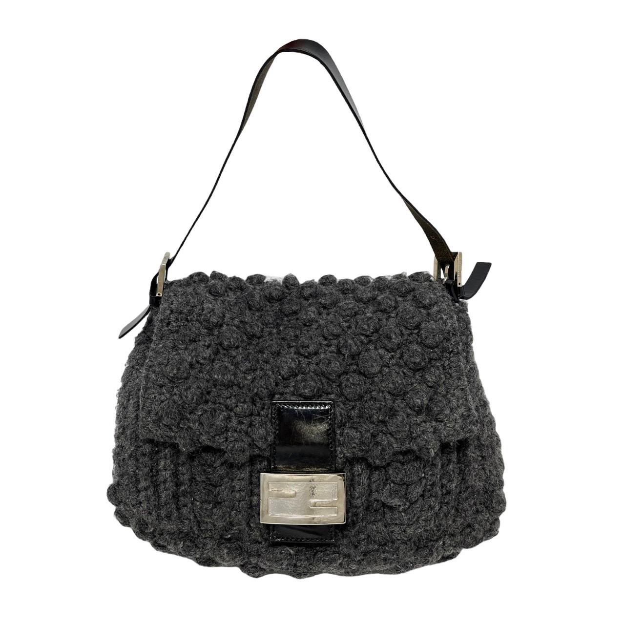 FENDI Vintage Wool Crochet Mama Baguette Bag