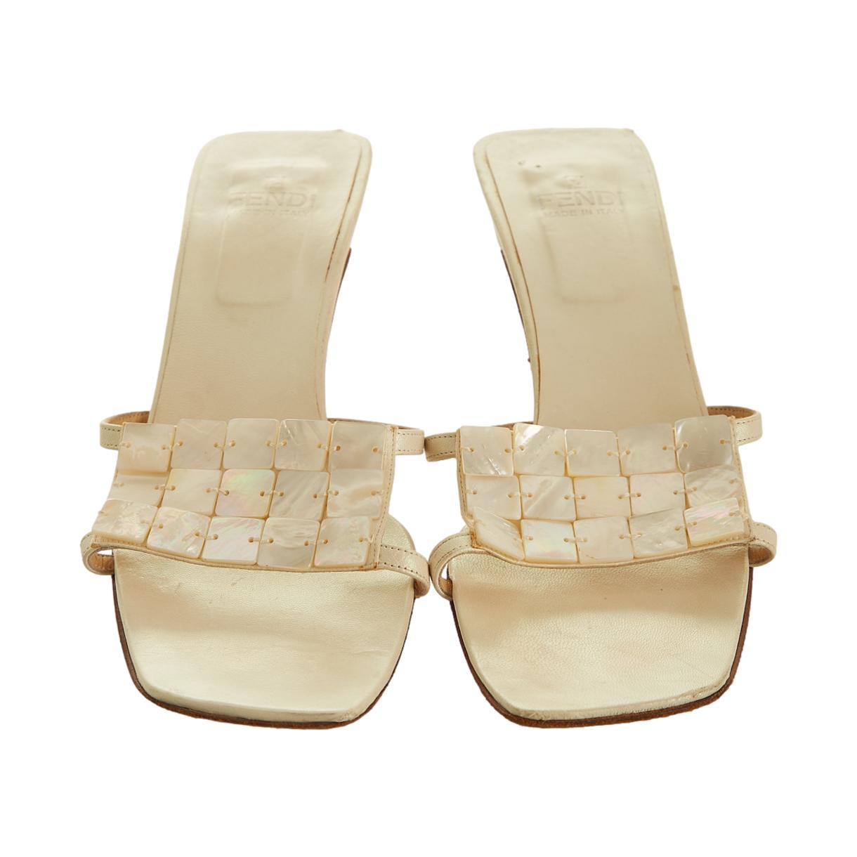 Fendi White Shell Kitten Heels – Treasures of NYC