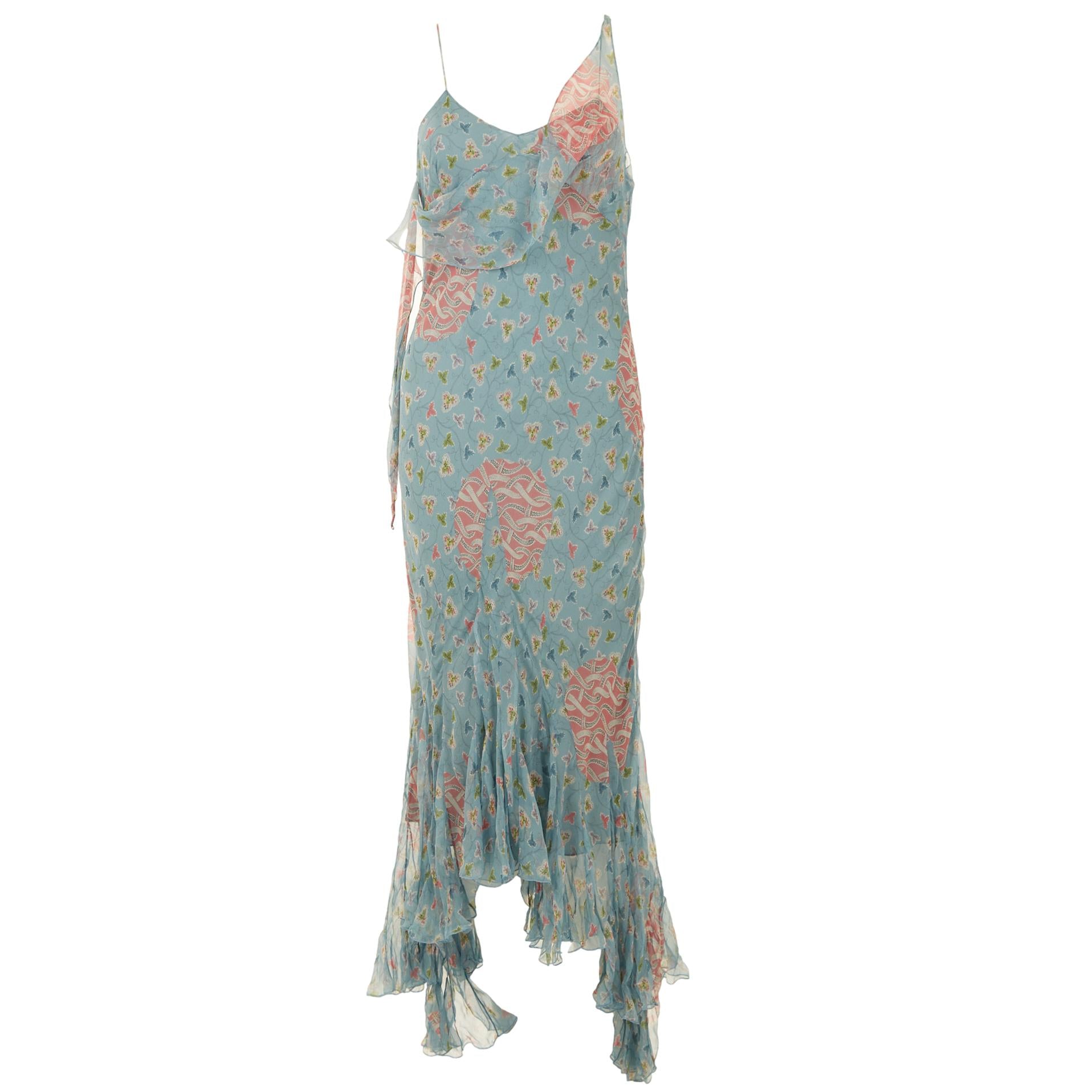 dior blue floral dress DIOR BLUE FLORAL PRINTED DRESS Seocyc