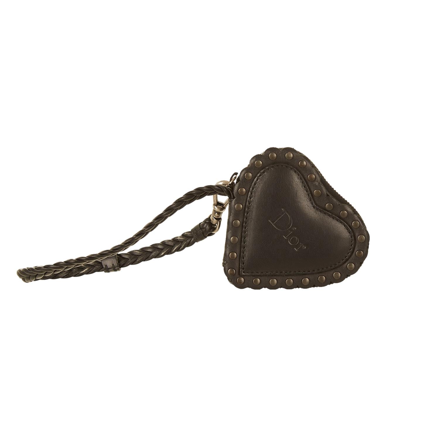 Vintage Christain Dior Heart Shaped Wristlet good Genuine Leather