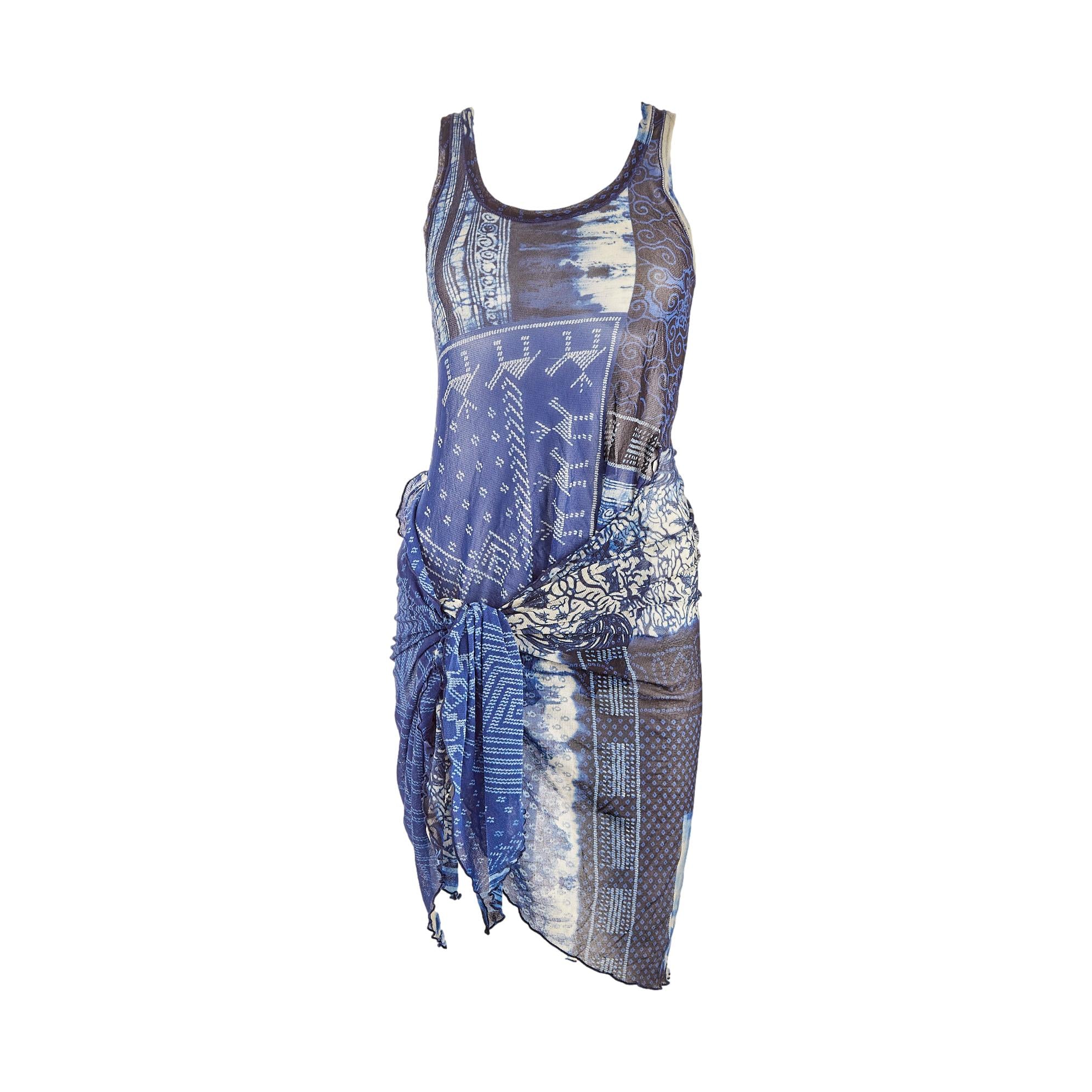 Jean Paul Gaultier Blue Print Mesh Dress Treasures of NYC Jean Paul Gaultier Blue Print Mesh Dress Treasures of NYC