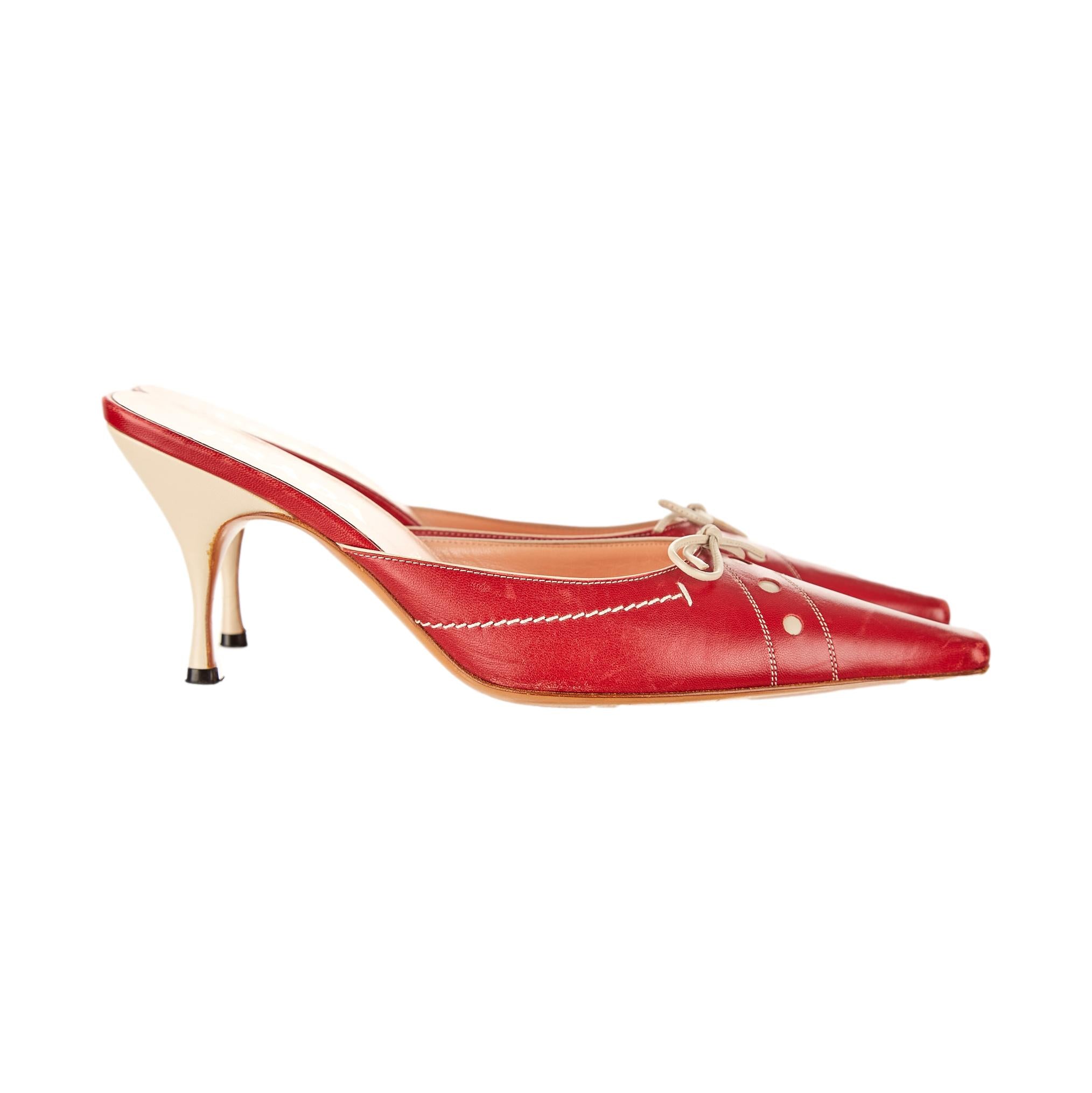 Prada Heels White Red Patent leather ref.80891 - Joli Closet