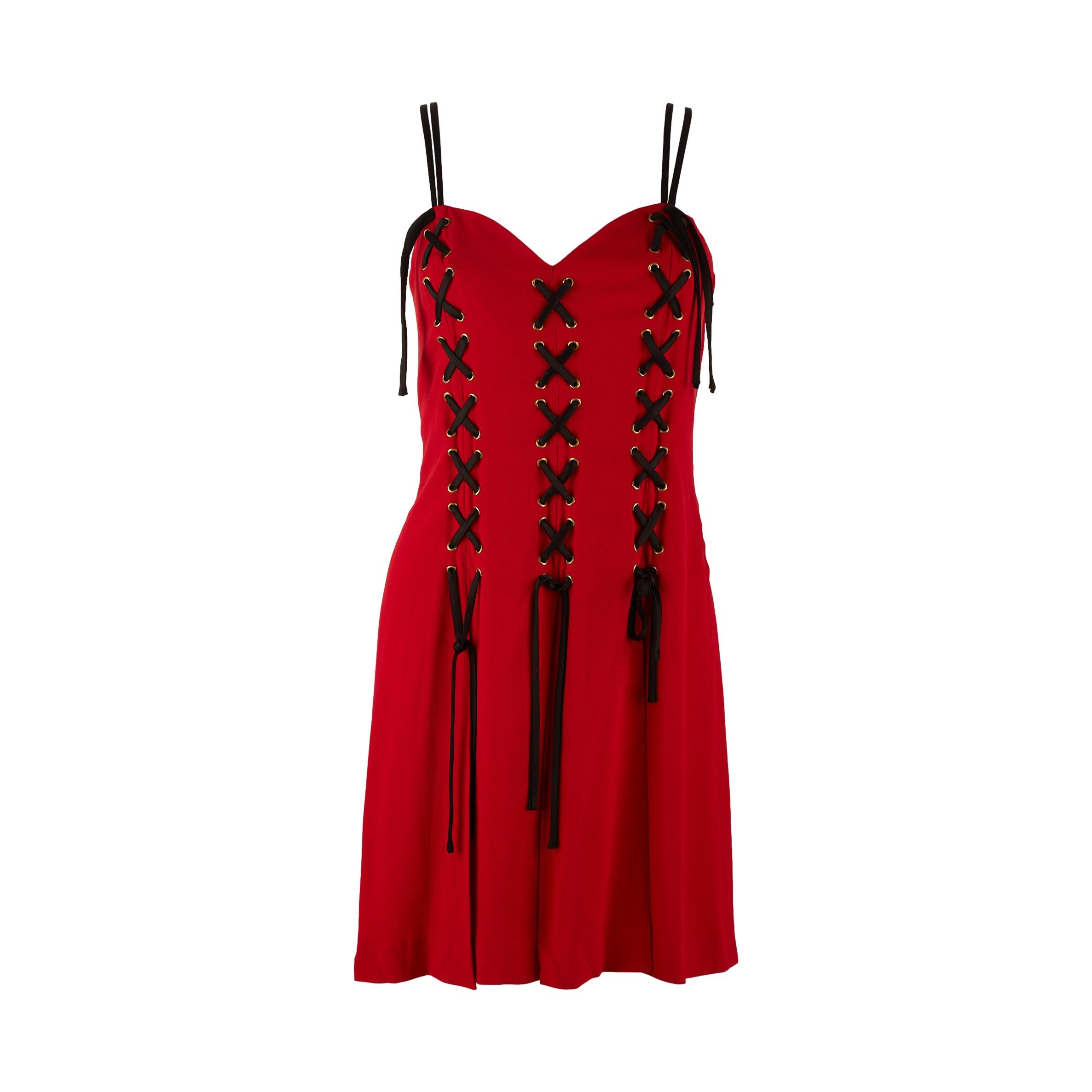 Moschino Red Tie Corset Dress Treasures of NYC Moschino Red Tie Corset Dress Treasures of NYC