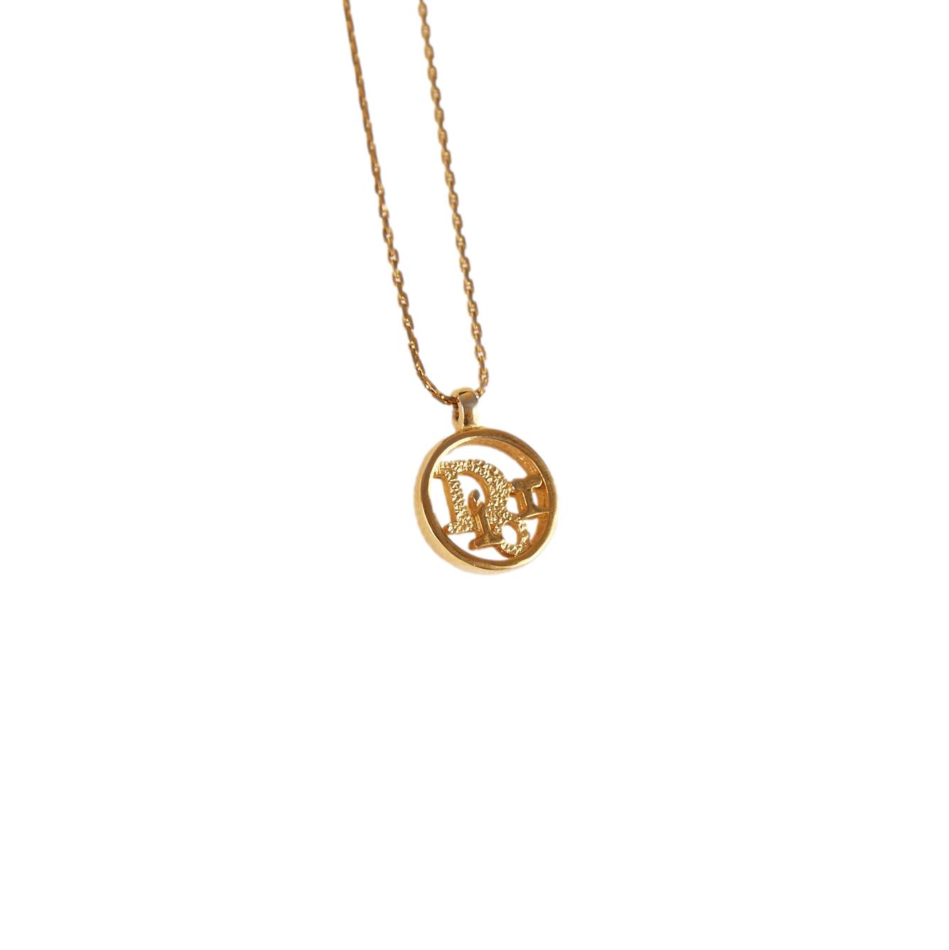 Dior Gold Round Logo Necklace – Treasures of NYC