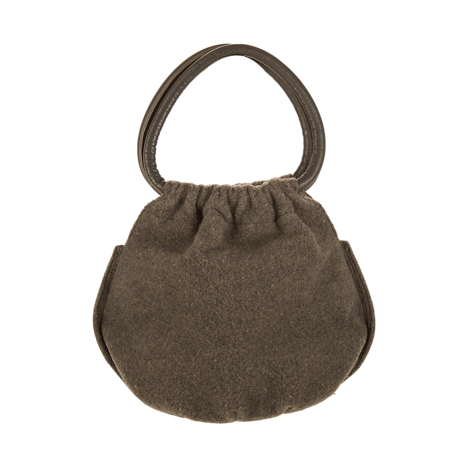 Jean Paul Gaultier Grey Wool Ring Handle Bag