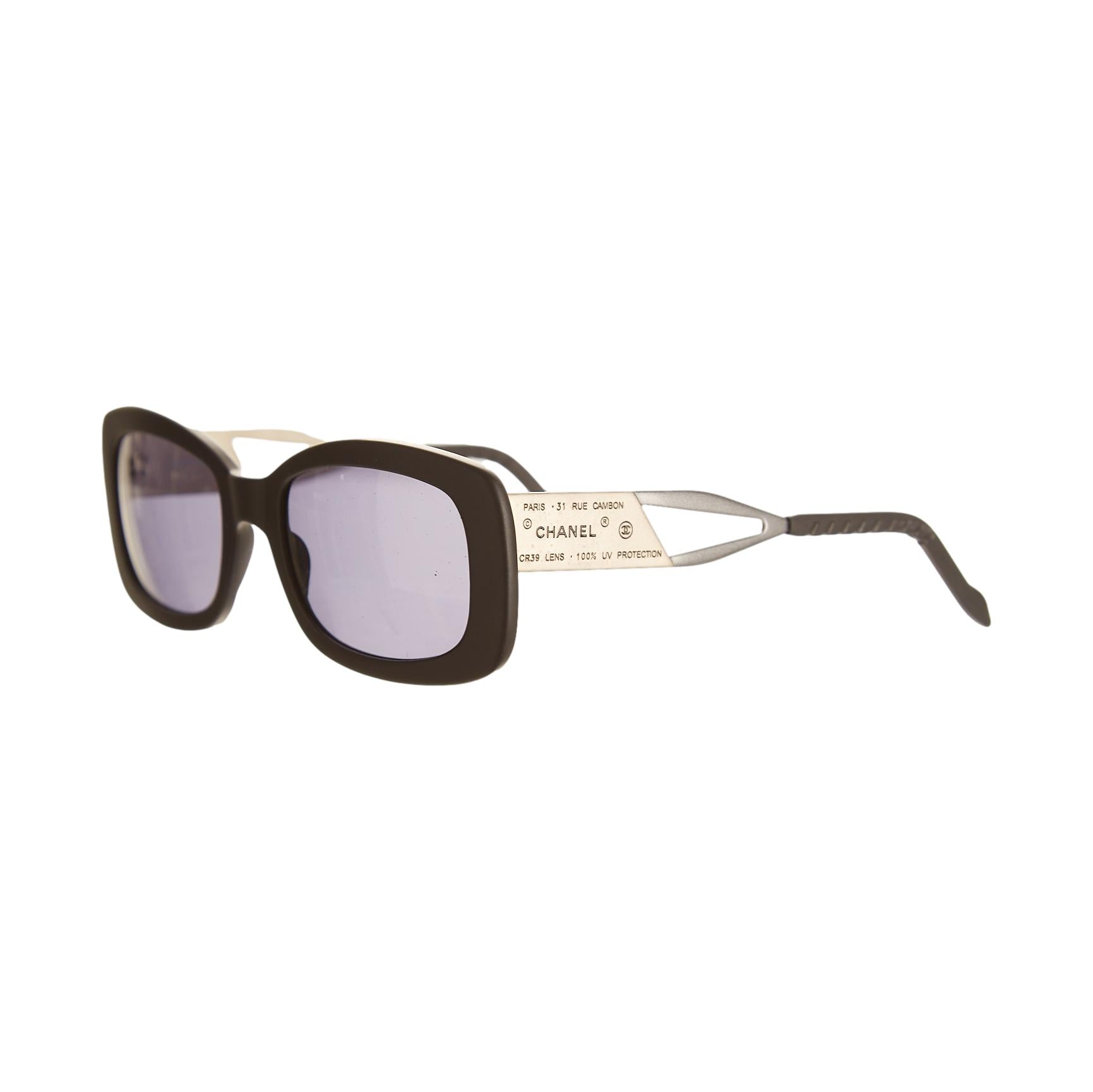 Chanel Logo Sunglasses with original case and tags Chanel Sunglasses Letters Black Glossy Gold Mirror 5416 c  main image 4