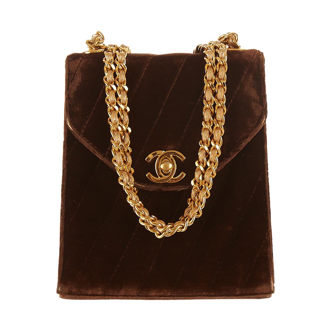 Chanel Brown Velvet Chain Shoulder Bag – Treasures of NYC