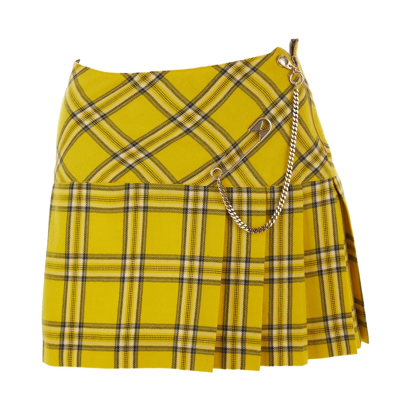 Tartan Checkered Skirt Jumpsuit Plaid Yellow Skirt Suit Vintage