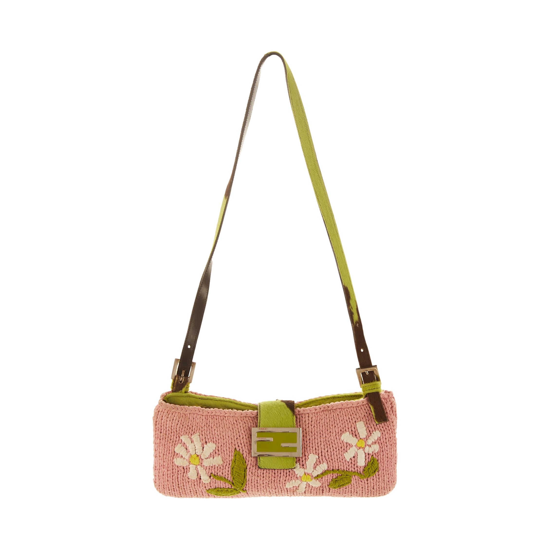 Vintage Fendi Pink Wool Floral Shoulder Bag – Treasures of NYC