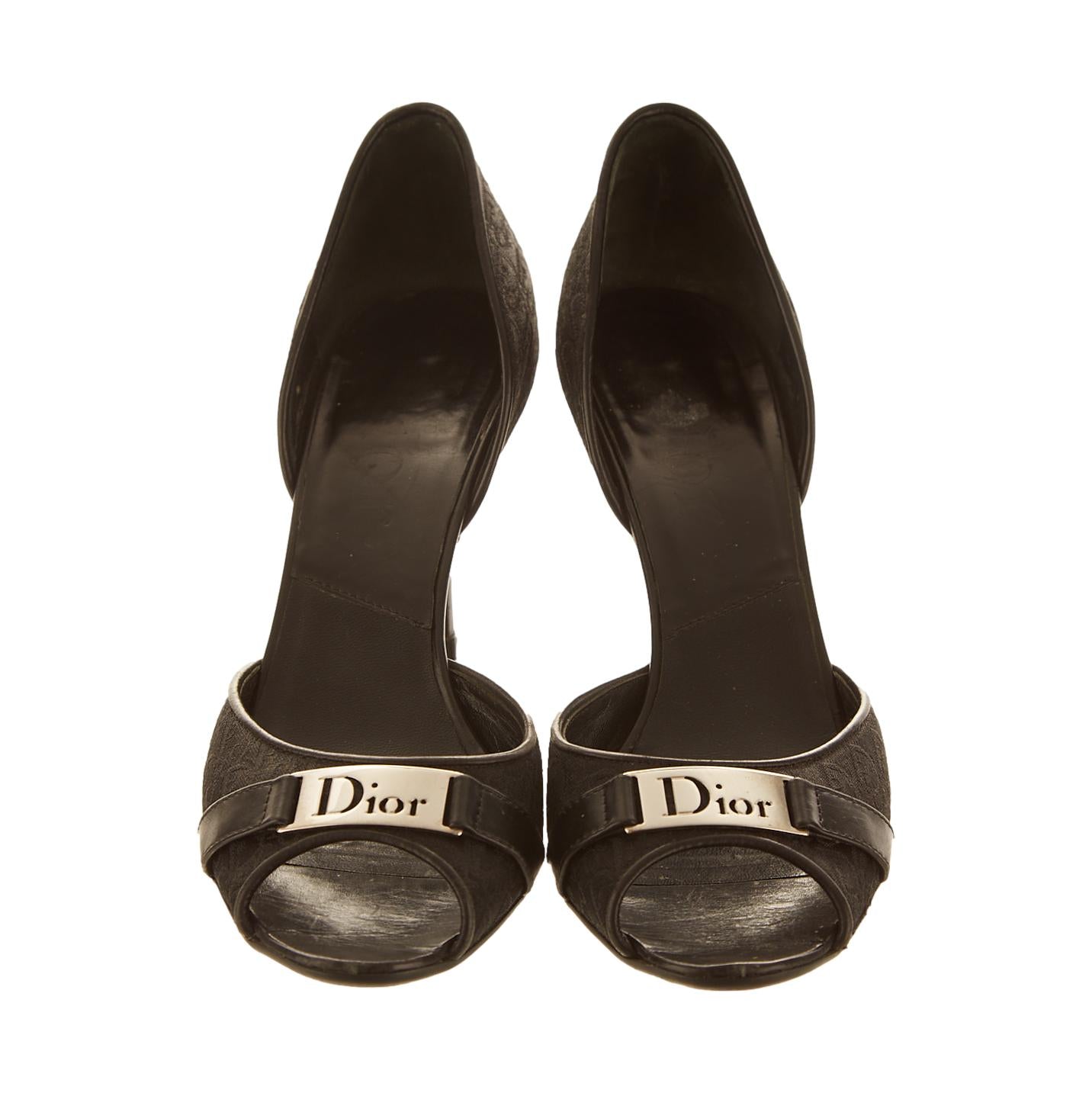 Dior Navy Logo Platform Heels