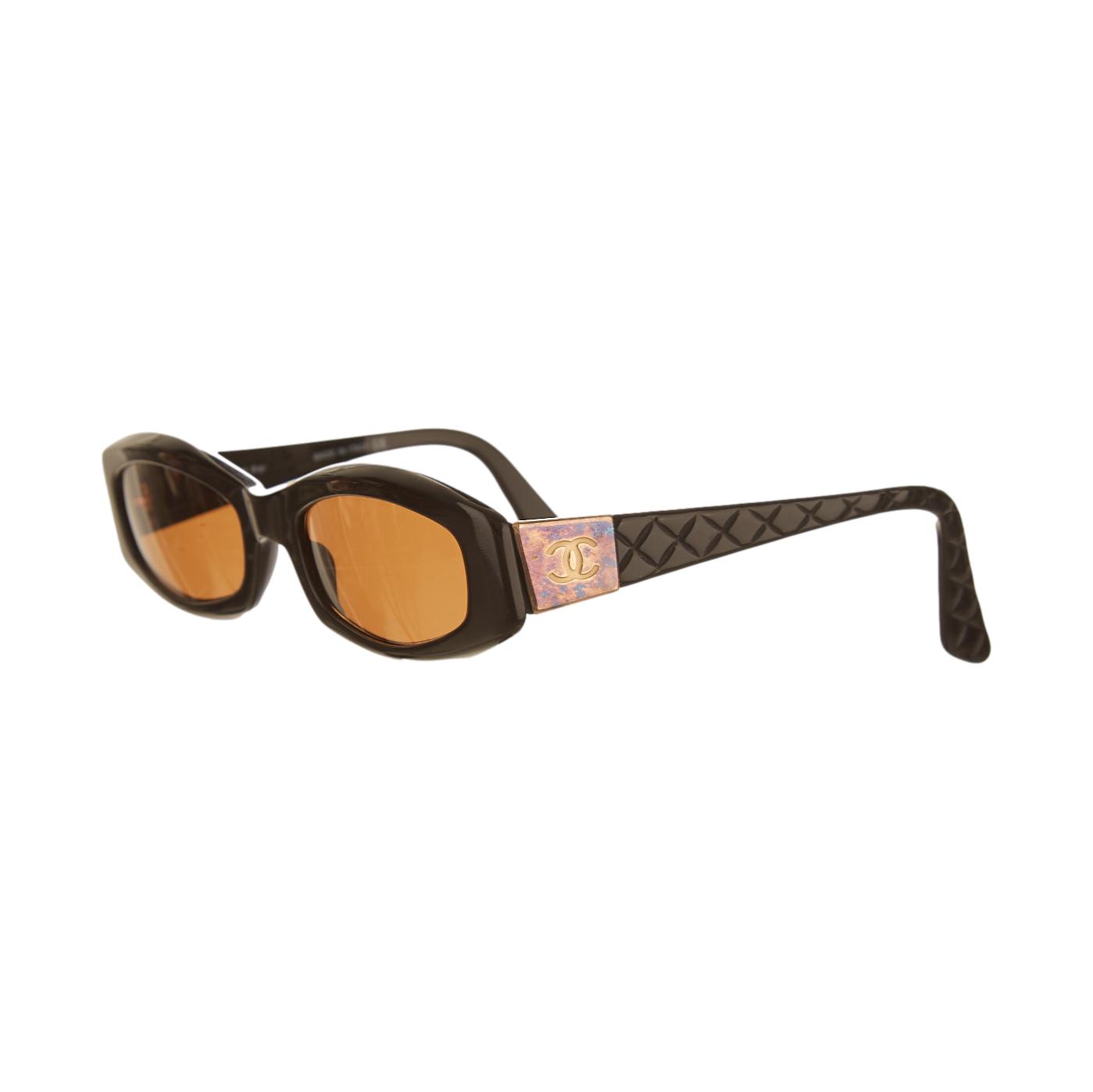 chanel goggles Chanel Black Logo Quilted Sunglasses – Treasures of NYC