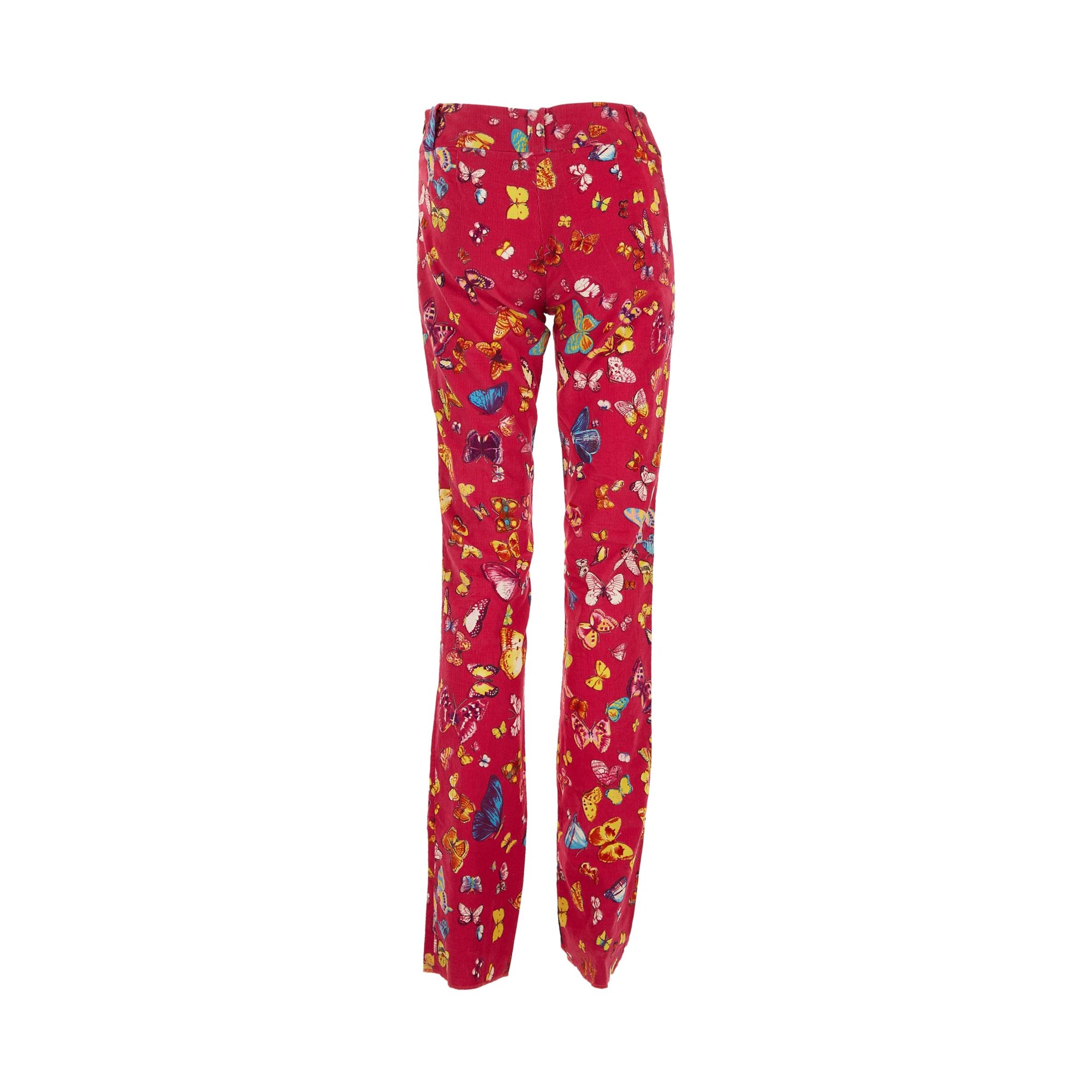 Dolce & Gabbana Pink Butterfly Corduroy Pants
