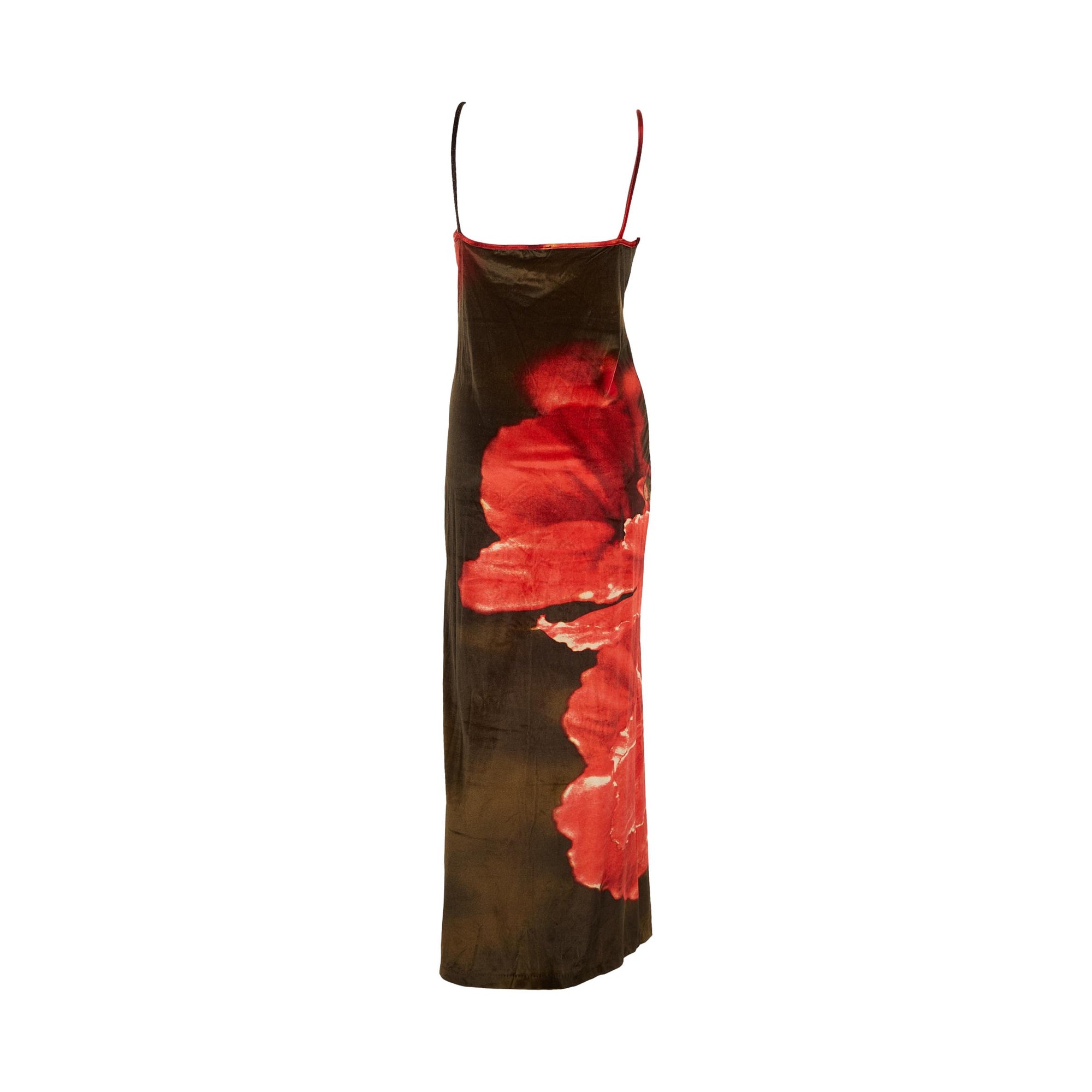 Roberto Cavalli Red Velvet Floral Dress