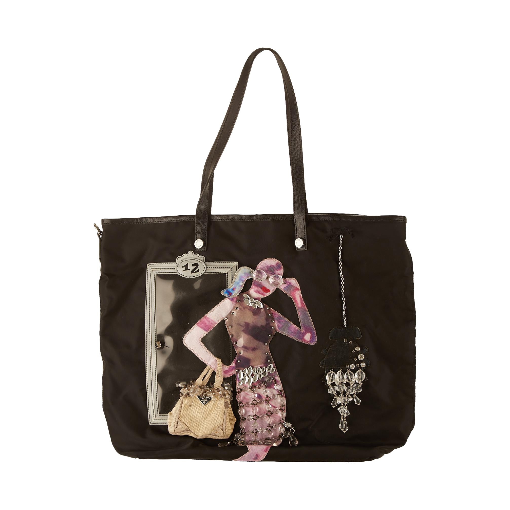 Vintage Prada Black Nylon Embellished Shoulder Bag – Treasures of NYC