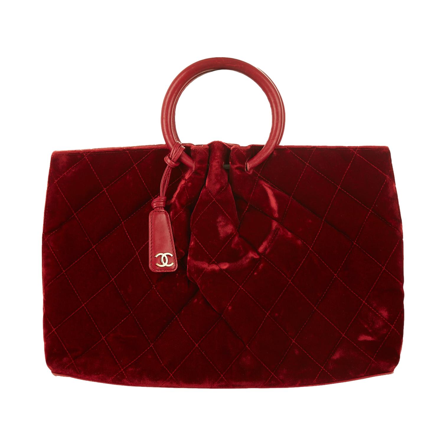 Chanel red velvet bag Clearance