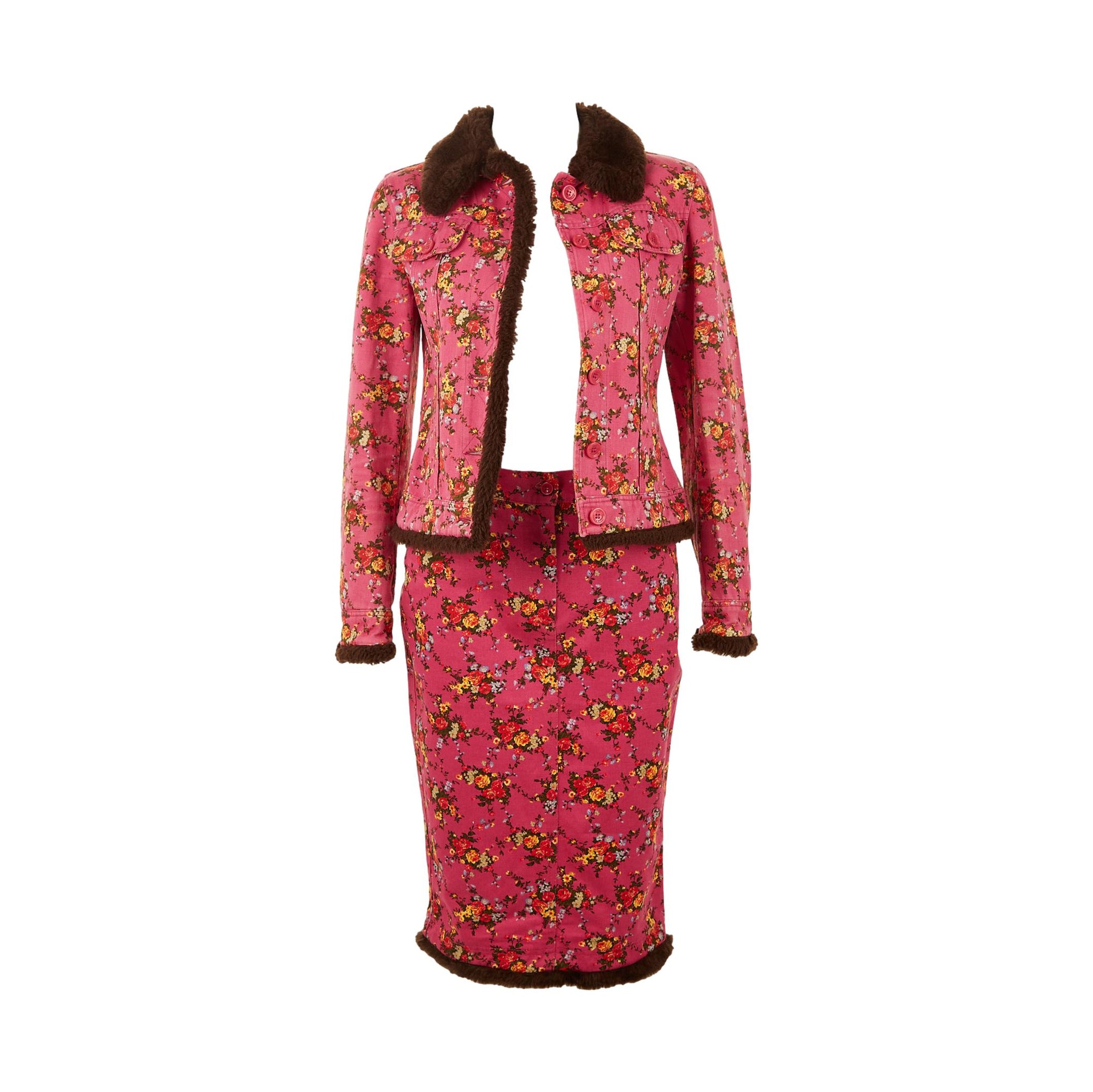Dolce & Gabbana Pink Floral Skirt Set