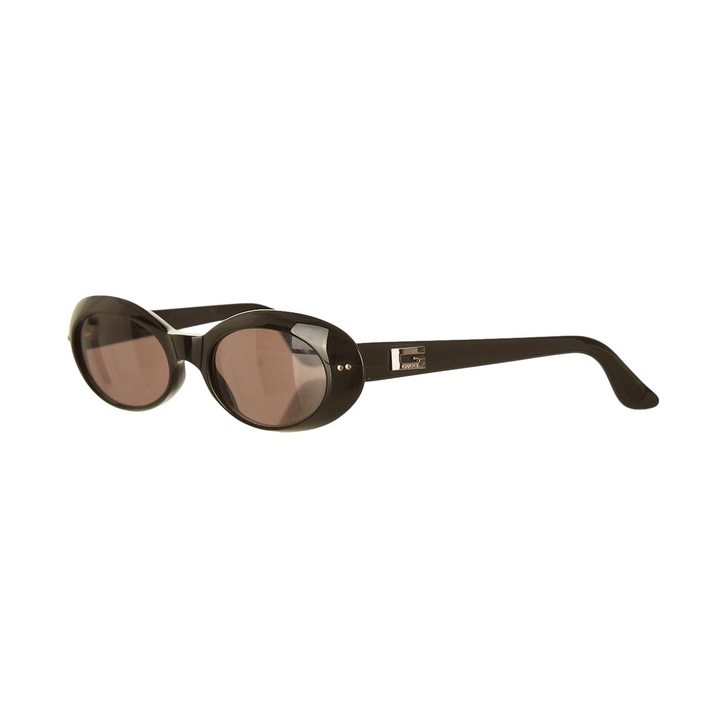 Gucci Black Logo Oval Sunglasses – Treasures of NYC