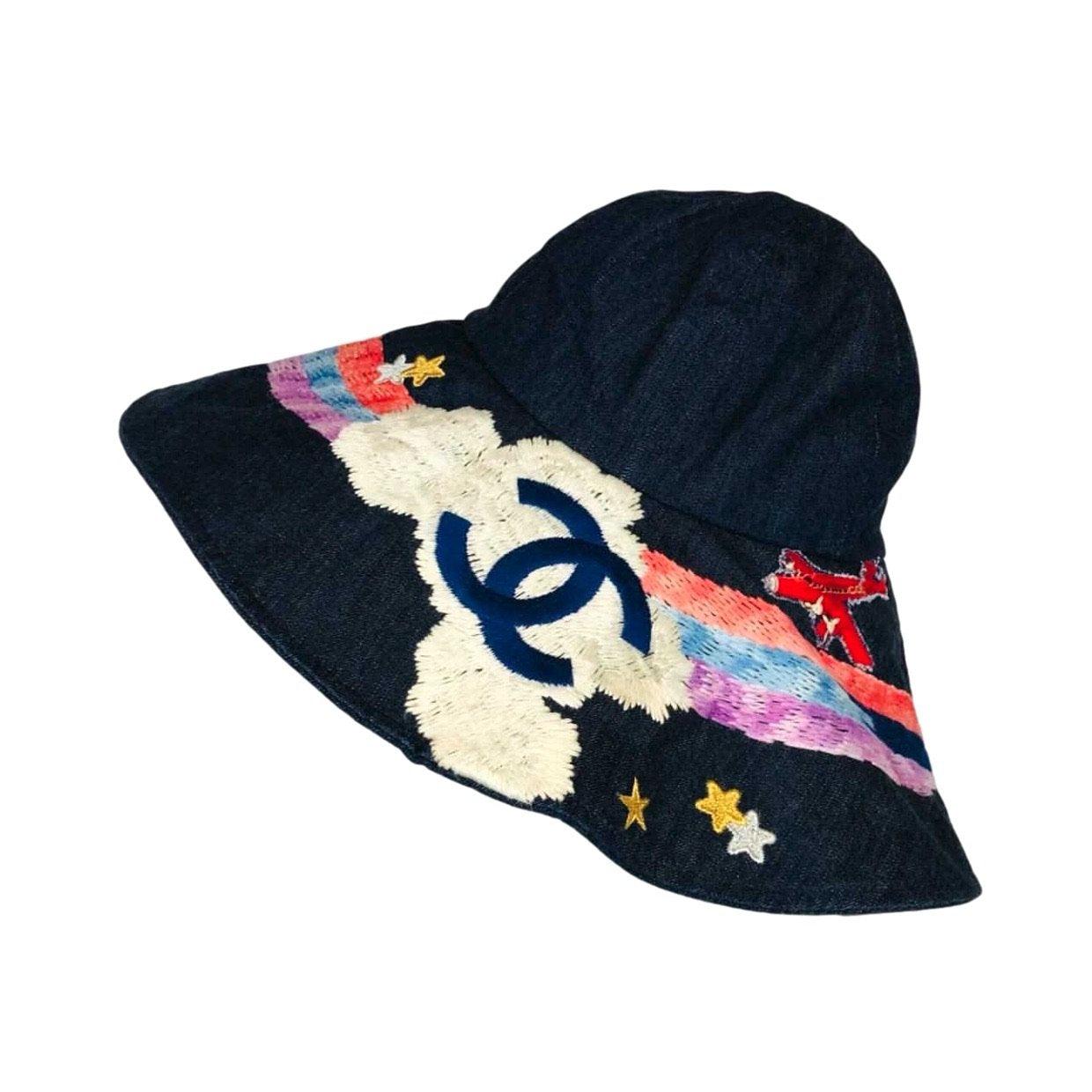 Treasures of NYC - Chanel Denim Jumbo Logo Sun Hat display picture 1