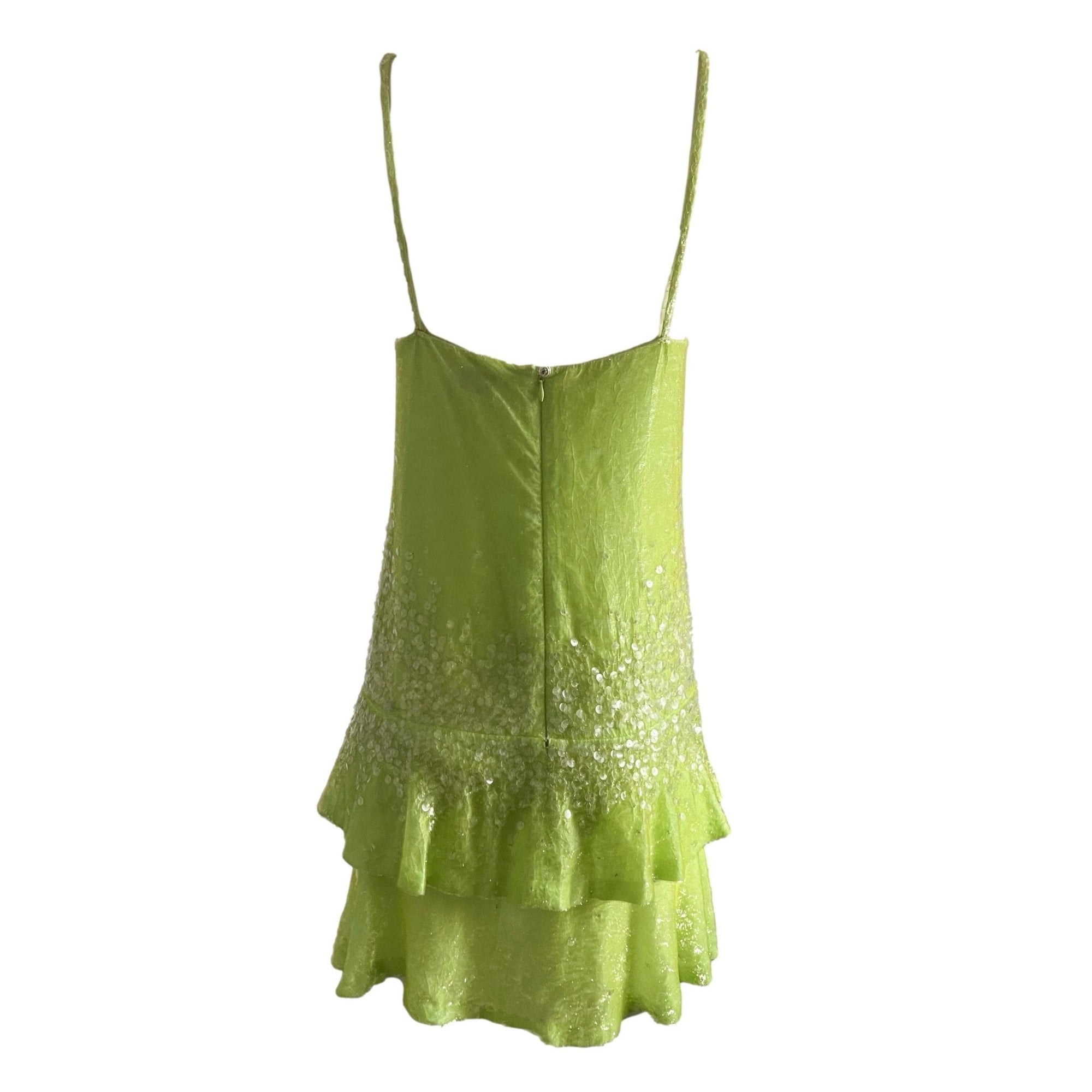 Chanel Lime Green Velour Sequin Dress - Apparel