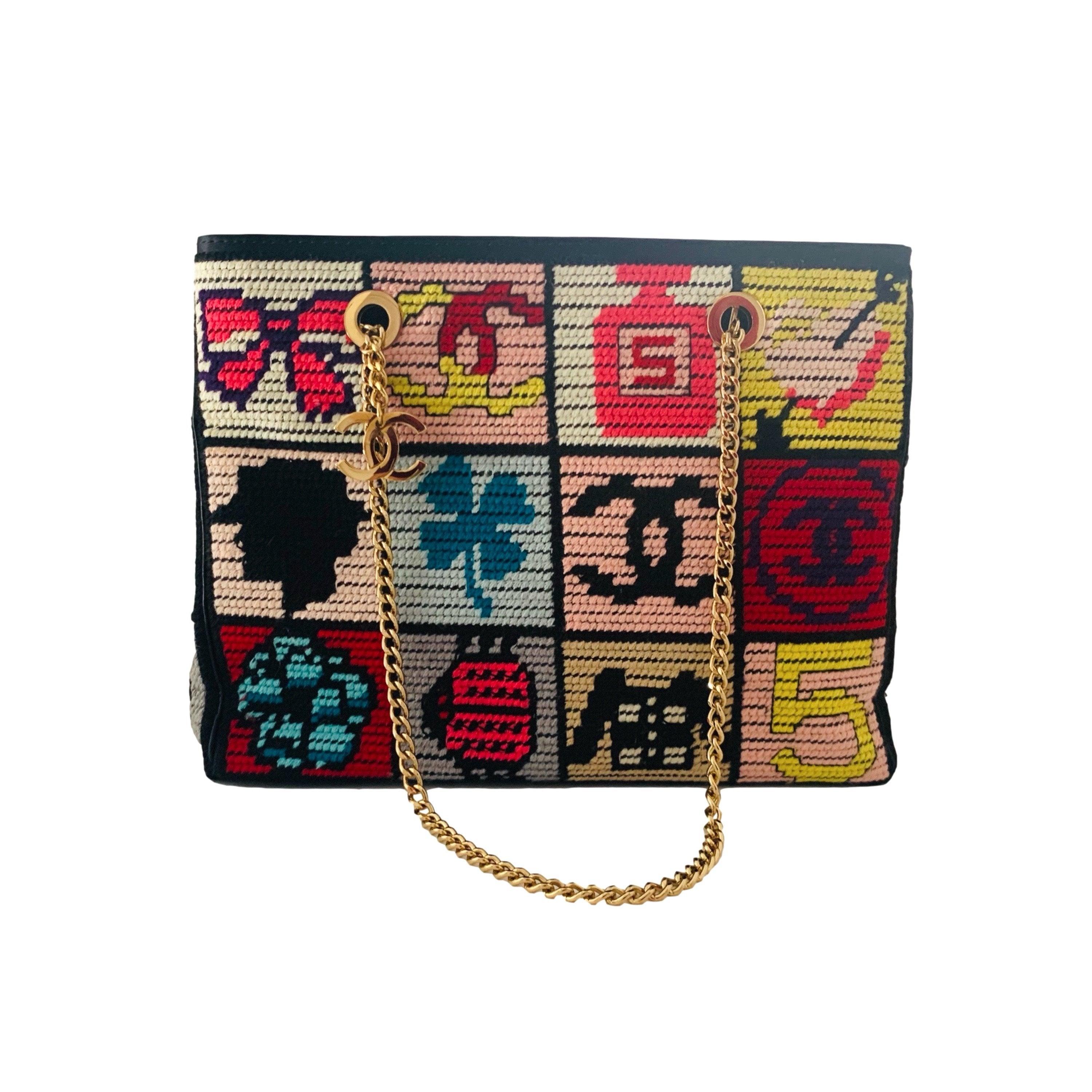 Chanel Multicolor Knit Needlepoint Precious Symbols Patchwork