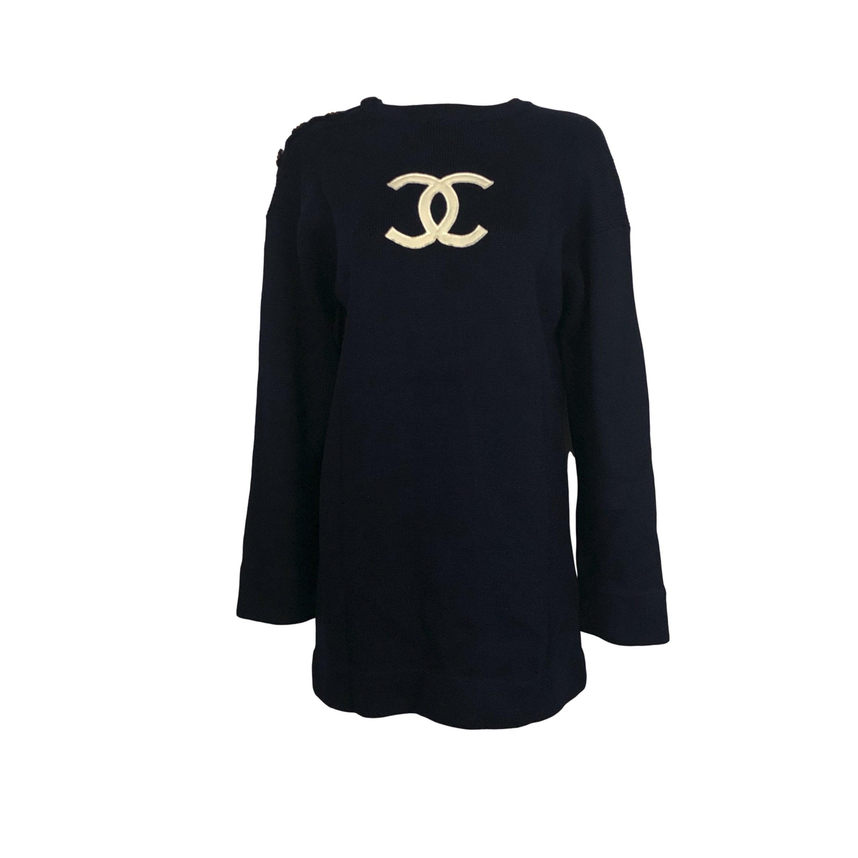 Chanel Navy Logo Knit Dress