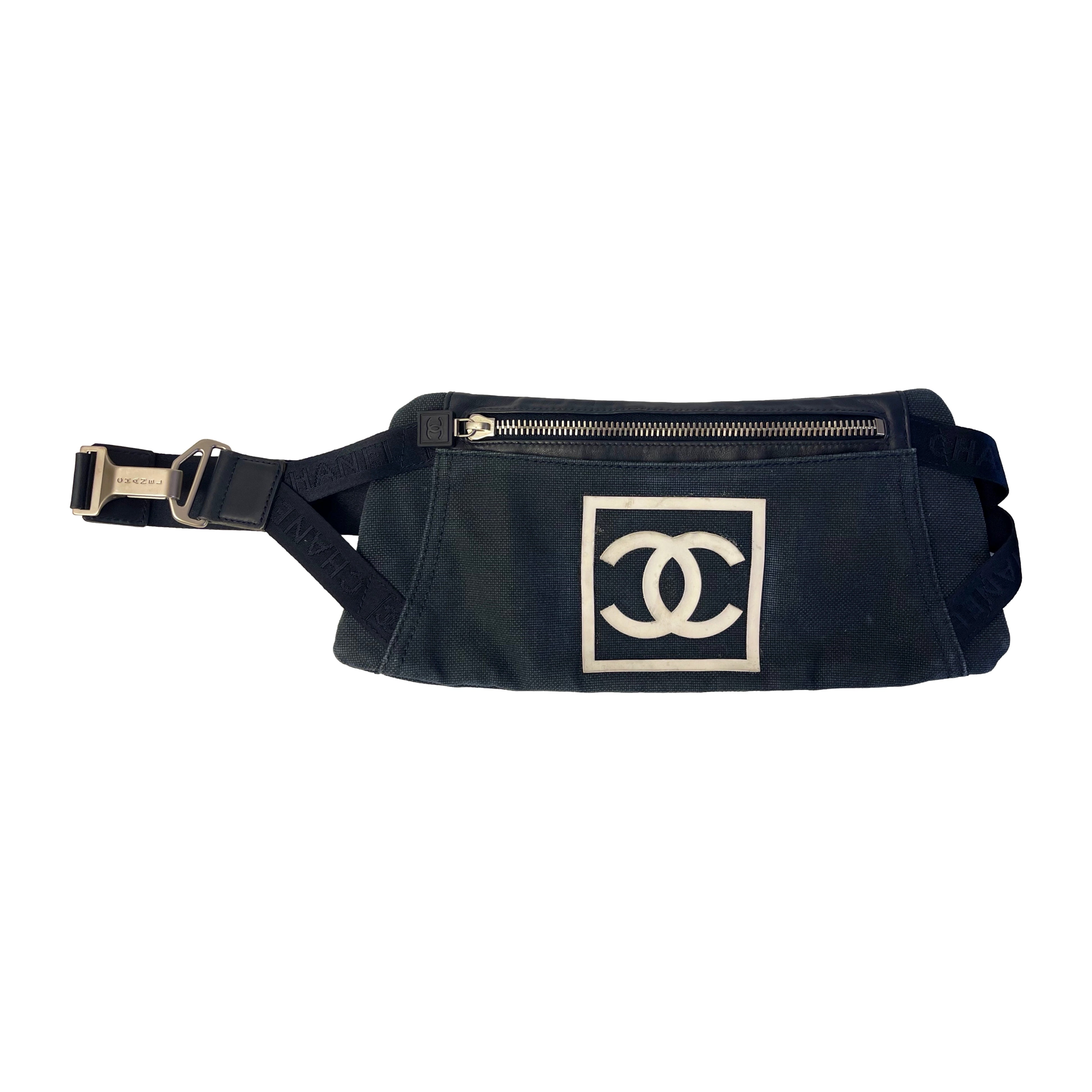 Treasures of NYC Chanel Black Logo Patent Belt Bag