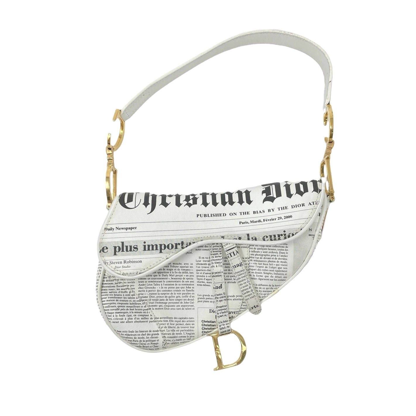Dior newspaper print saddle bag Clearance