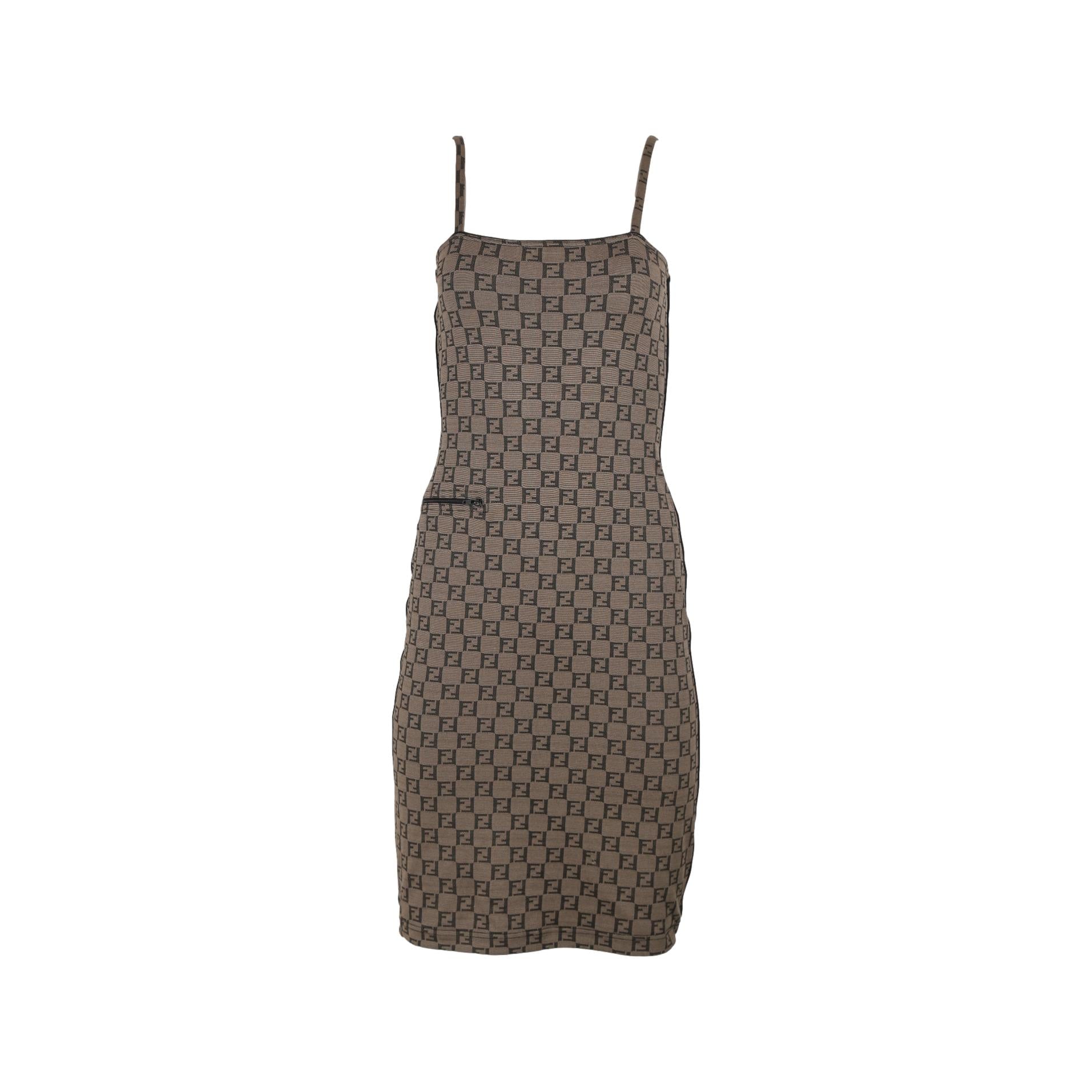 Treasures of NYC Fendi Brown Logo Mini Dress - Main Image