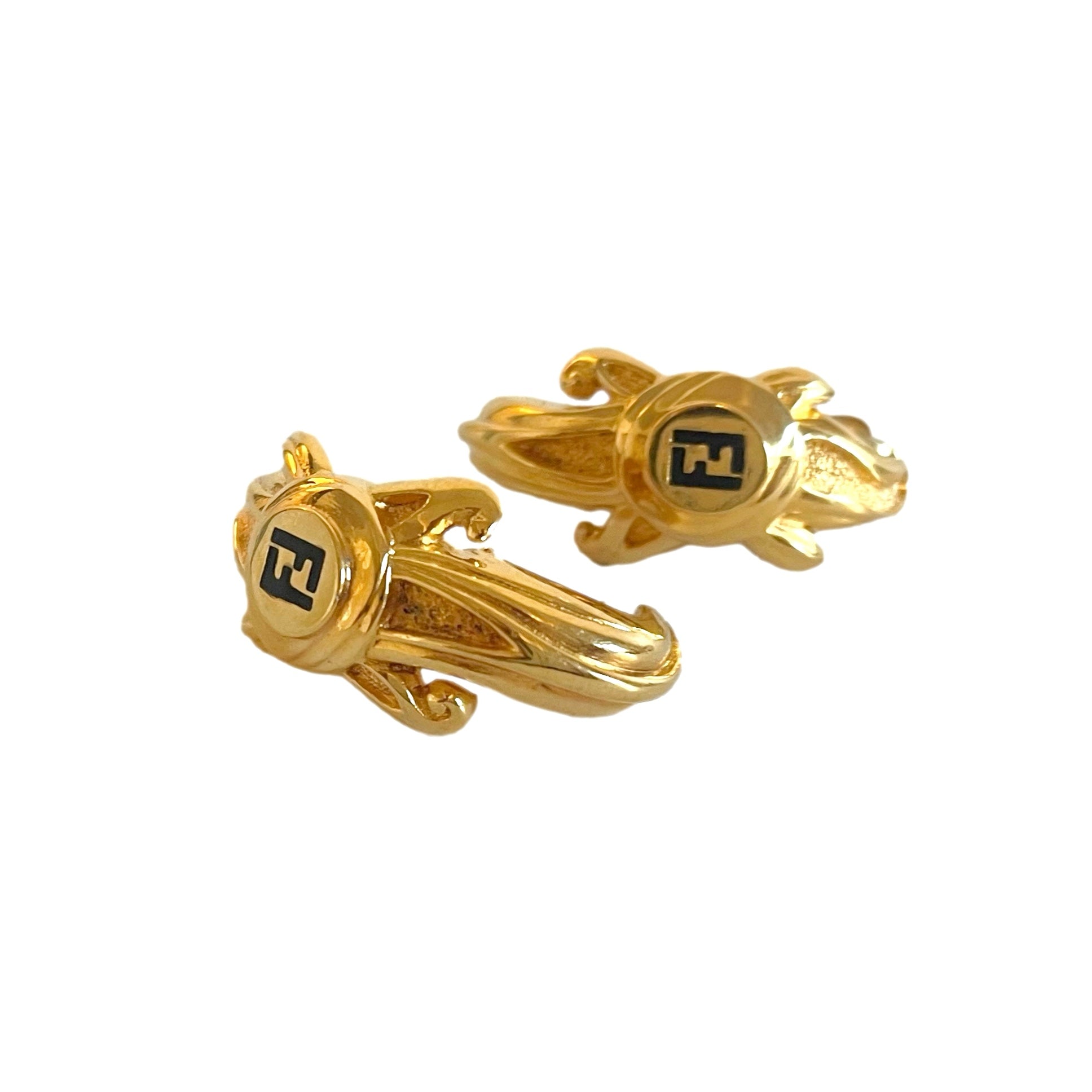 Vintage FENDI Logo Earrings Clip On 