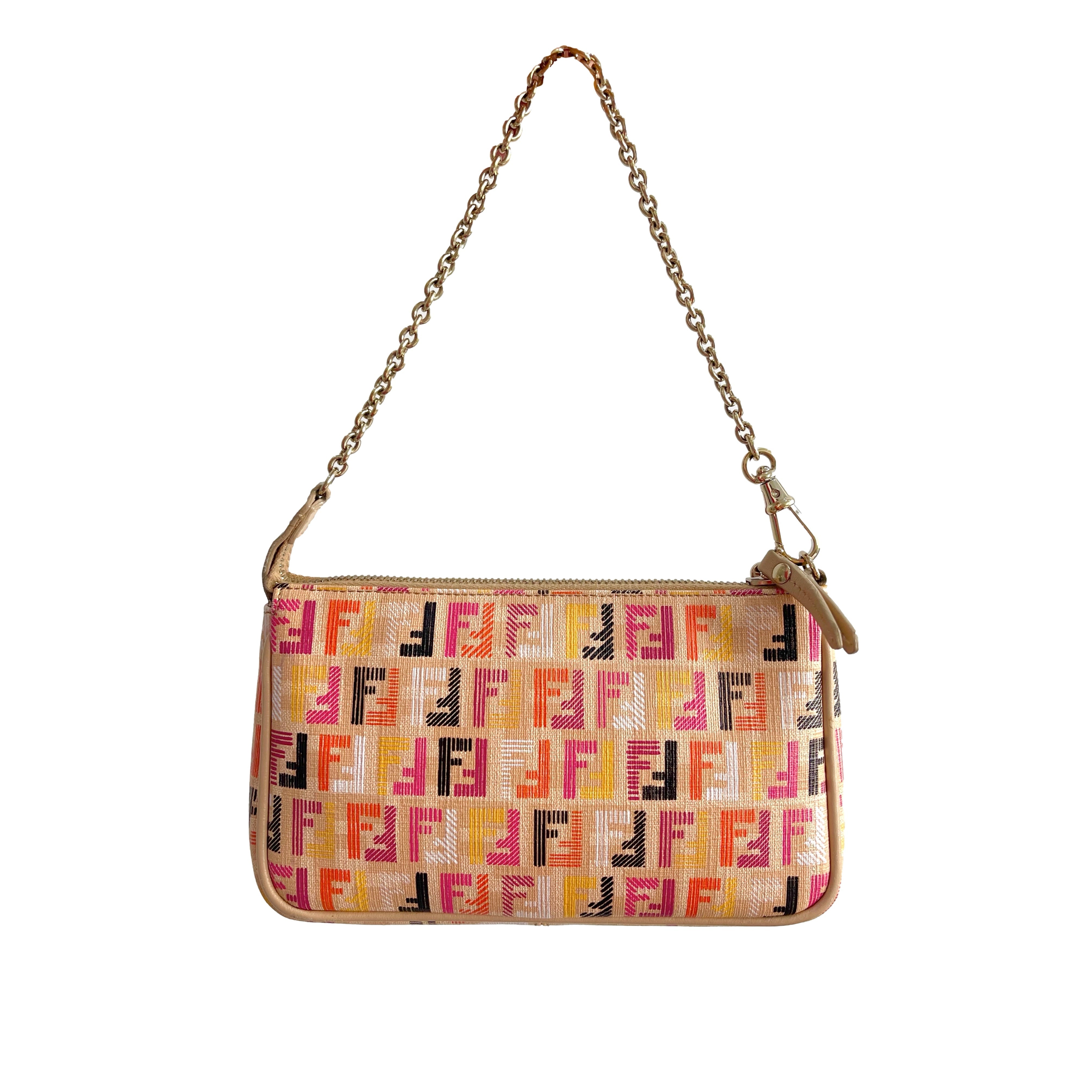 Vintage Fendi Beige Multicolor Logo Shoulder Bag – Treasures of NYC