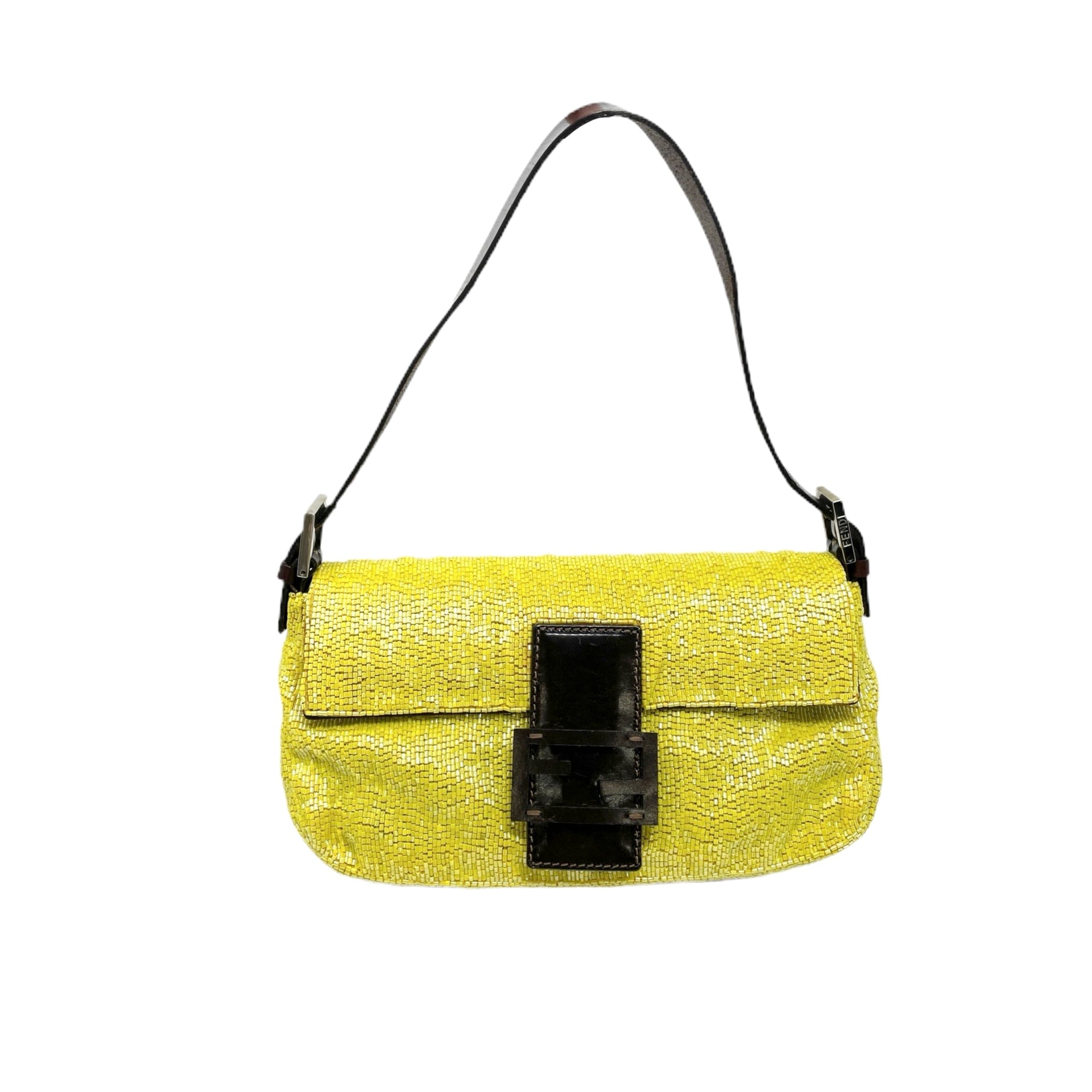 Baguette cloth handbag Fendi Yellow in Cloth - 34535266