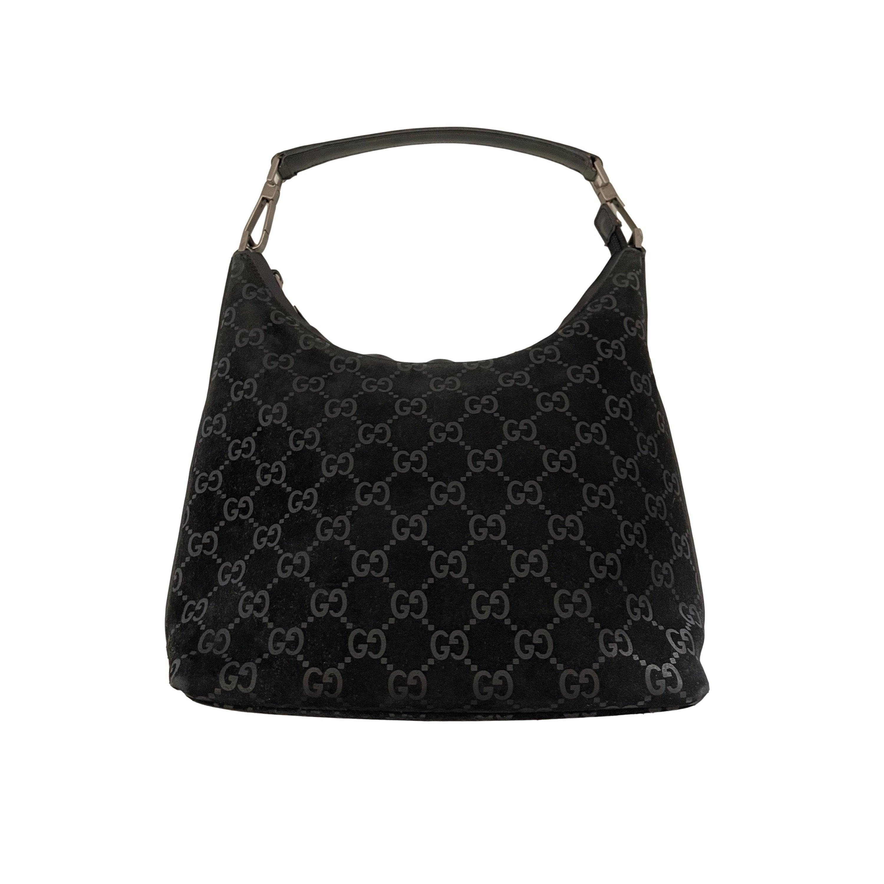 Sold at Auction: Gucci Monogram Black Suede Shoulder Bag Tote