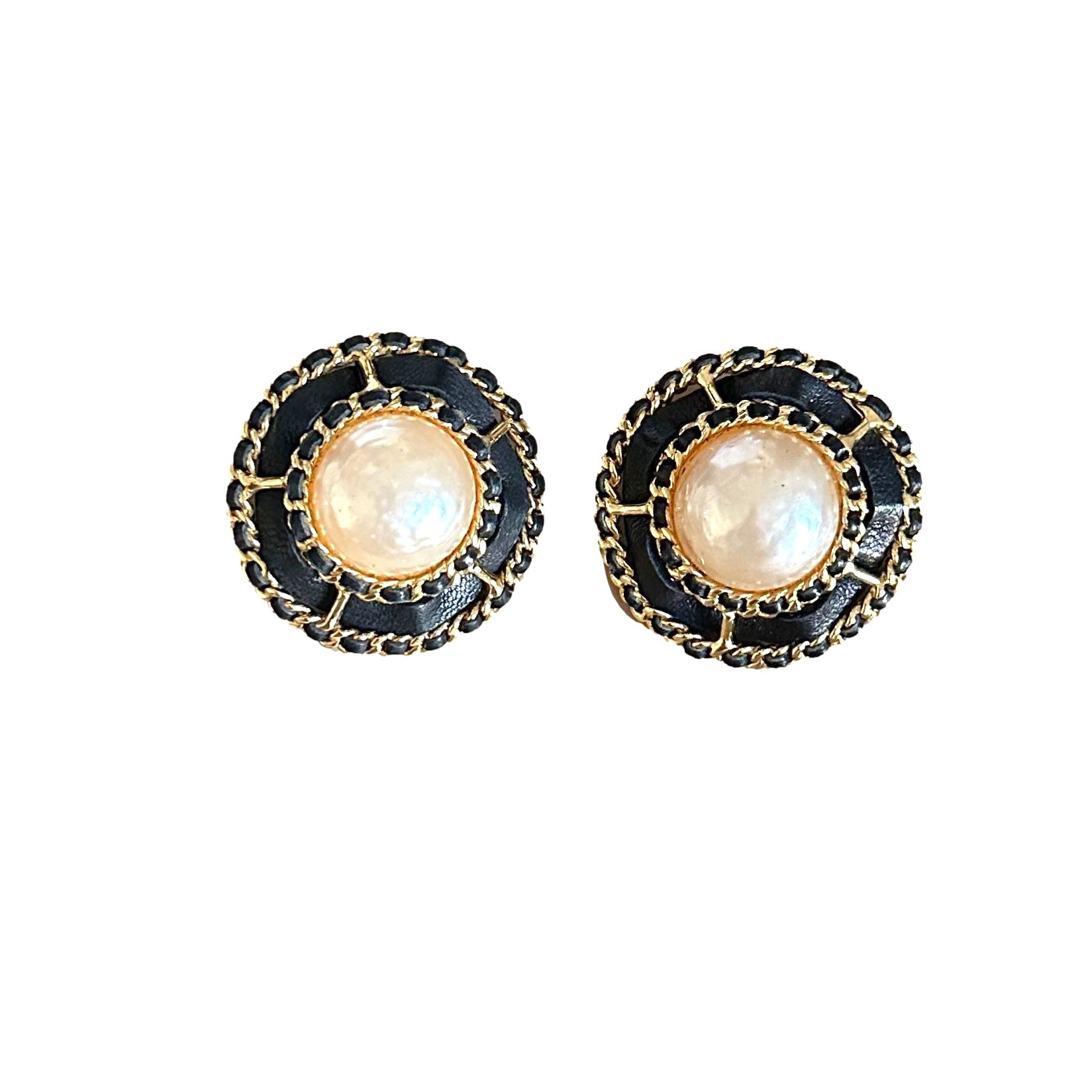 Chanel Gold Pearl Jumbo Clip Earrings