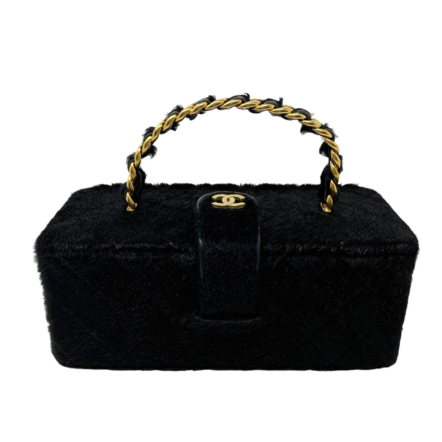 Chanel Black Fur Mini Vanity Bag