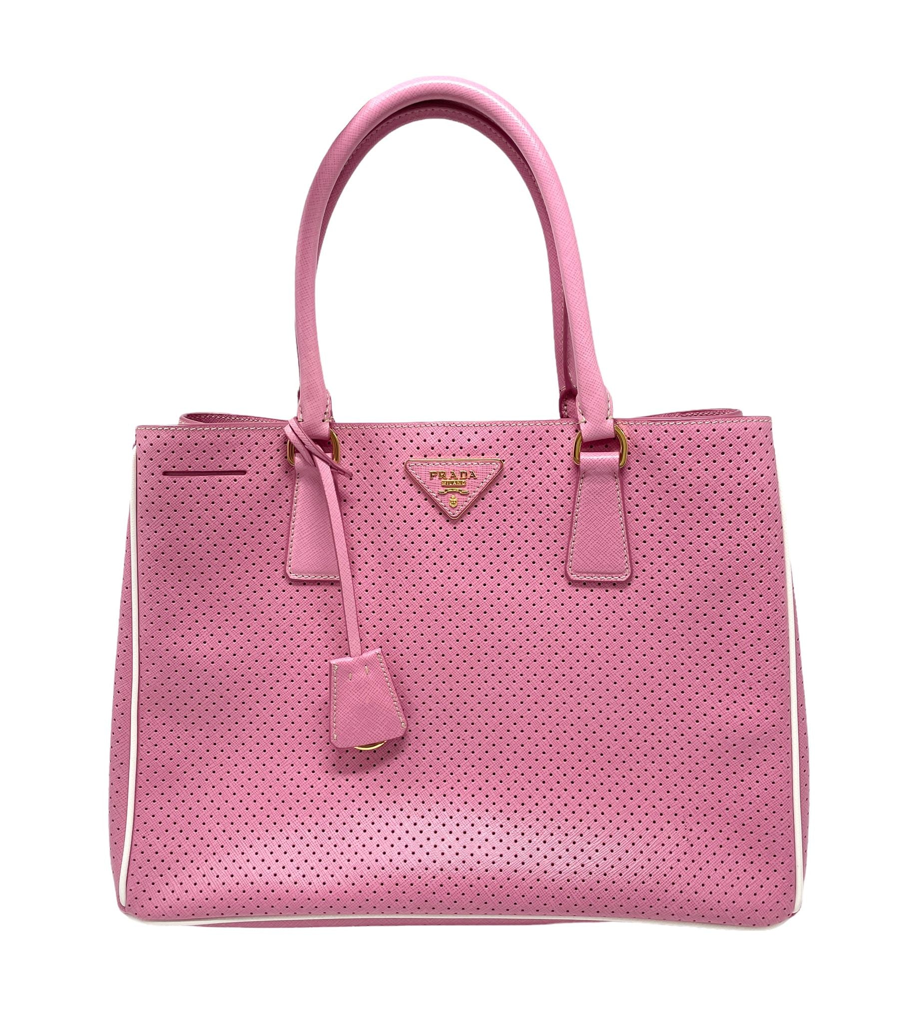 Prada Pink Perforated Top Handle Bag – Treasures of NYC