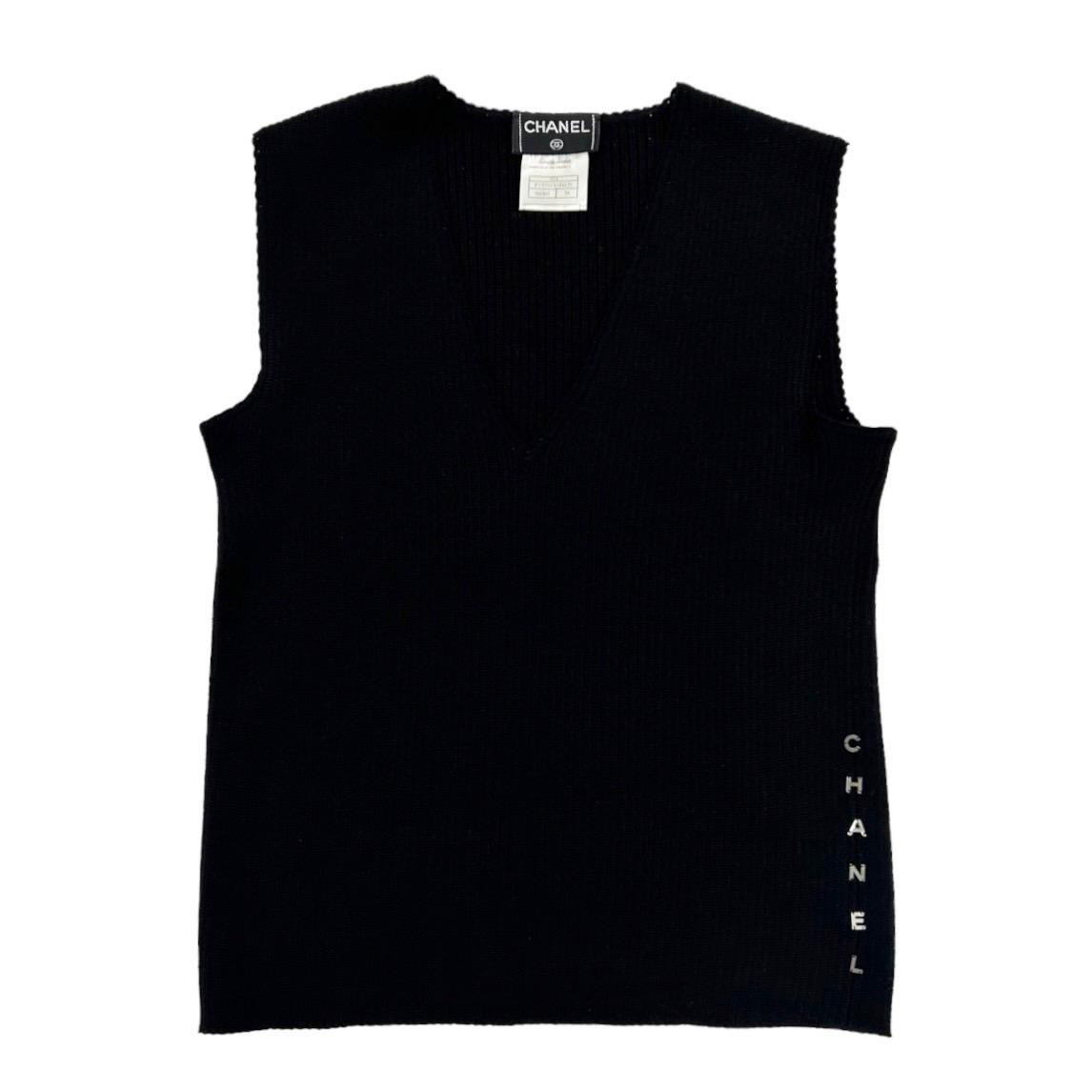 Coco Emblem Knit Tank by Chanel Available in Black & White main image 0