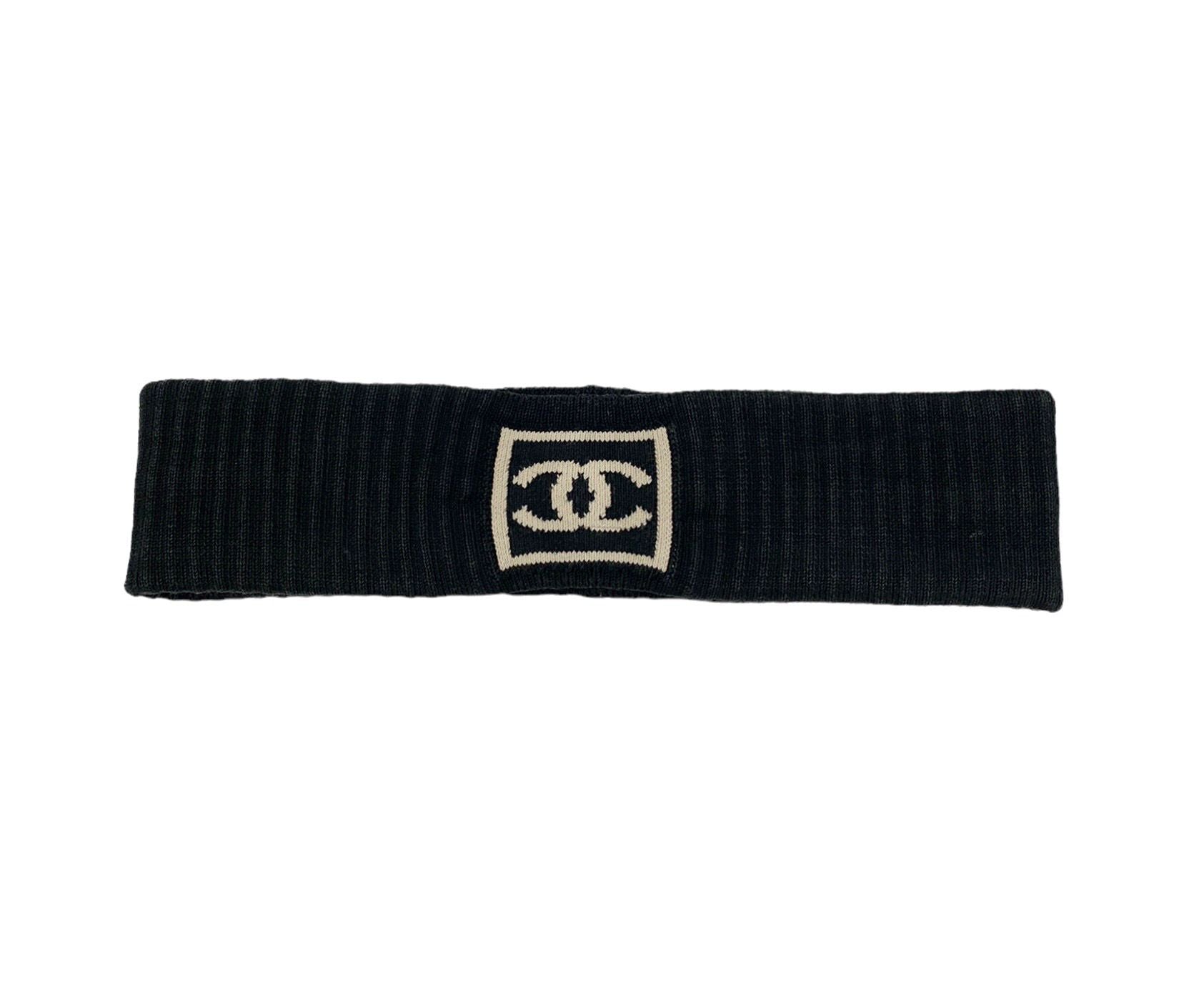 Chanel Monochrome Logo Headband NEW Chanel Headband Shearling Black Ecru Logo Hair Accessories main image 2