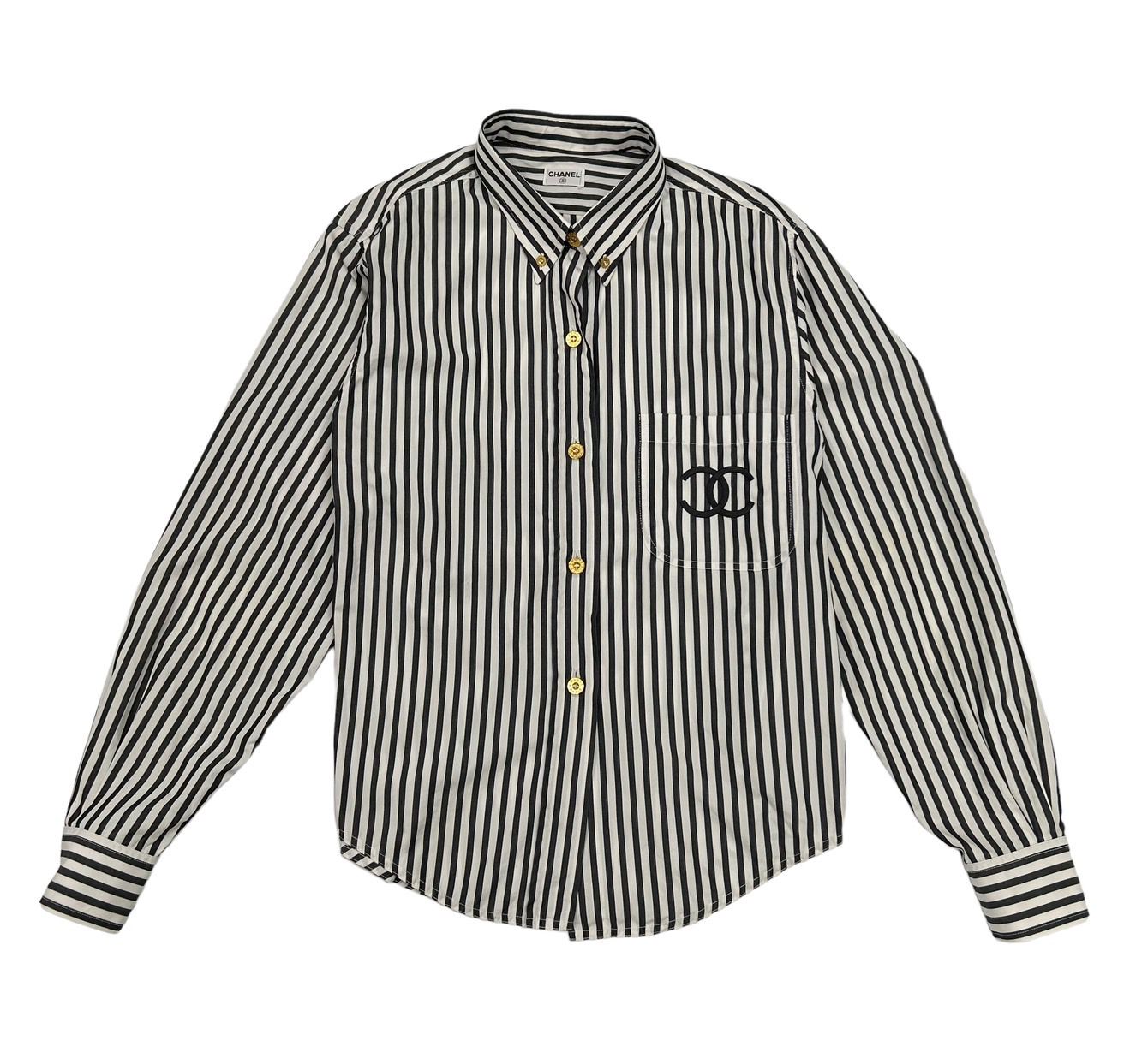 chanel men's dress shirt CC Blue CHANEL Logo Designer UNISEX Men's Button | Boutique 369 - Palm Springs, CA