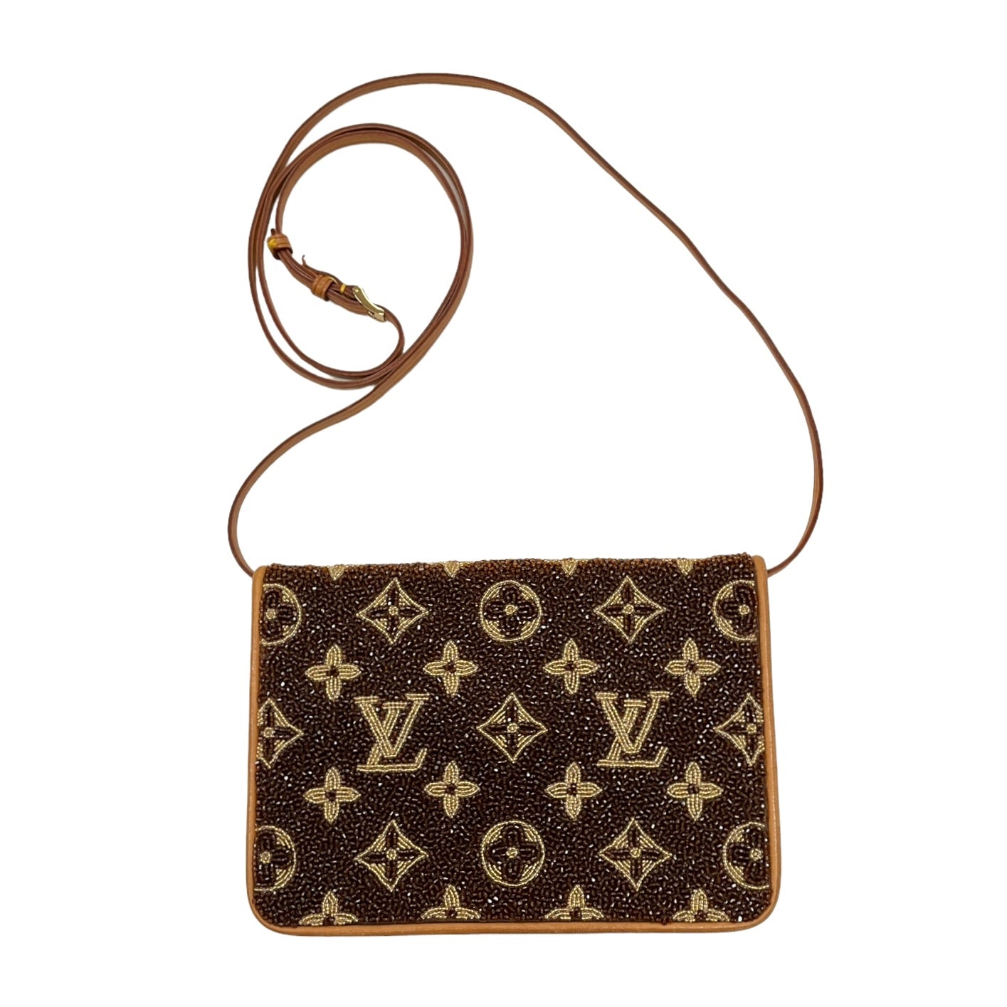 beaded faux “designer” purse ! Tagged Louis Vuitton