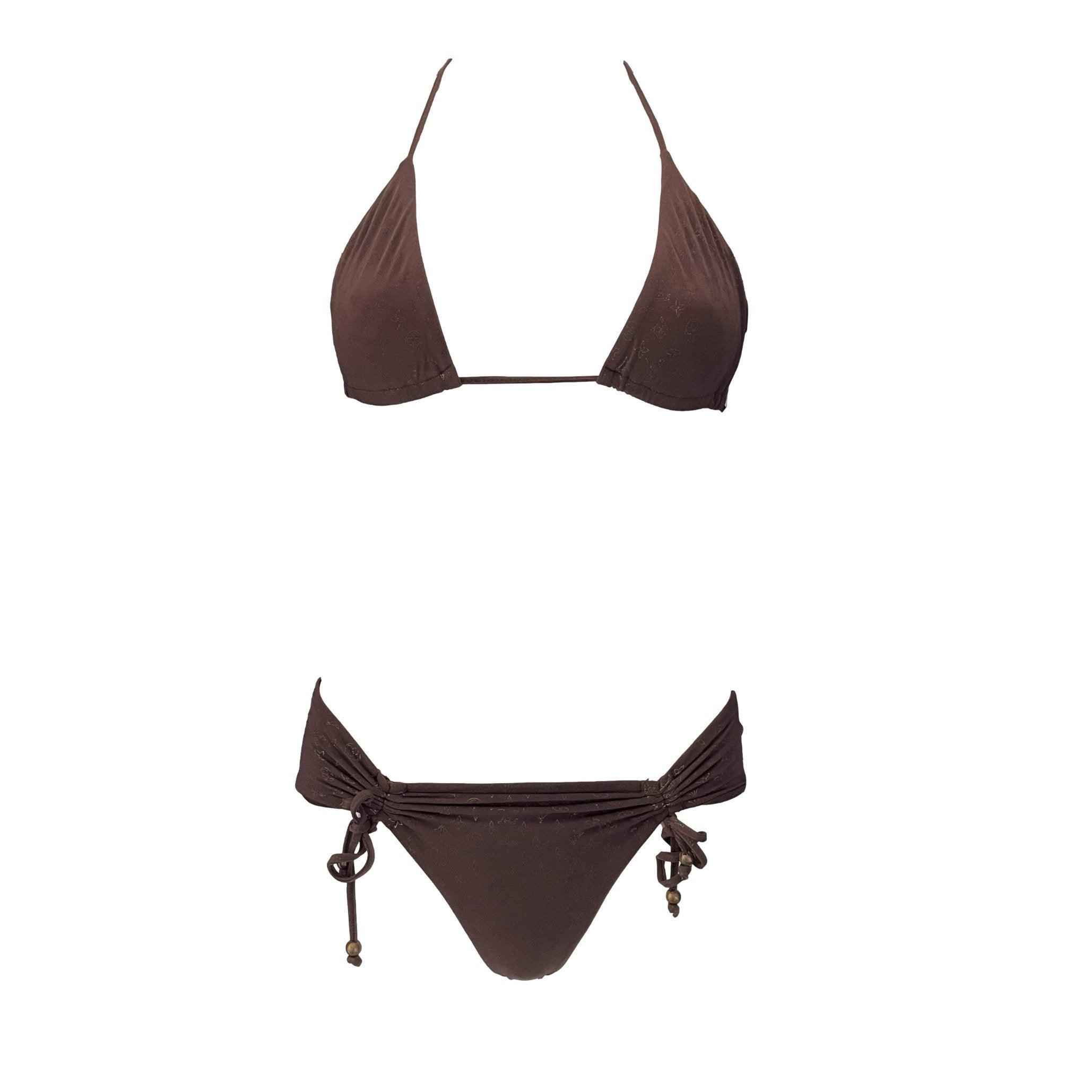 Louis Vuitton Brown Monogram Ruched Bikini